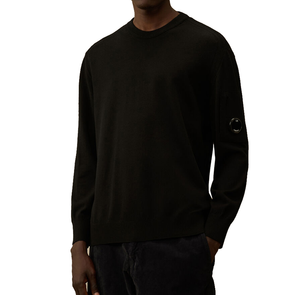 25FW CP컴퍼니 엑스트라파인 메리노 울 크루넥 니트 블랙 19CMKN037A 005528A 999 - 상세 이미지 2