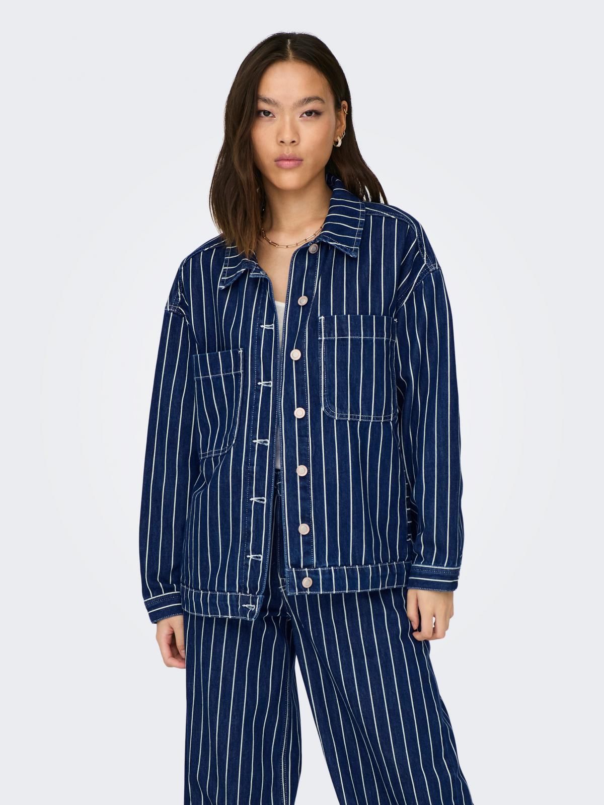 온리 스트라이프 데님 테크니컬 재킷 15295487_2114 BLUE / DARK BLUE DENIM - 메인 이미지