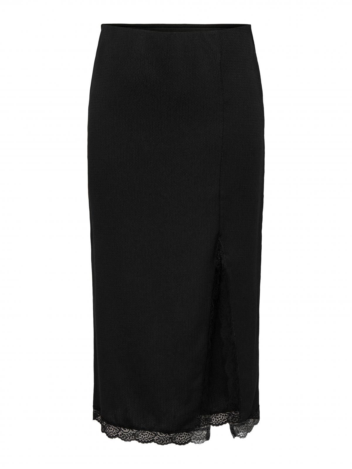 온리 소프트 미디 스커트 사이드 슬릿 블랙 15327279_2161 BLACK / BLACK - 상세 이미지 3