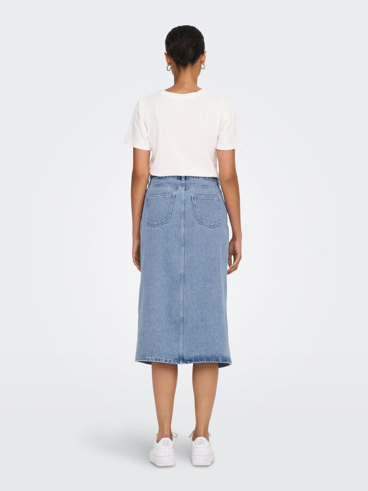 온리 데님 미디 스커트 프론트슬릿 캐주얼 15319268_2116 BLUE / LIGHT BLUE DENIM - 상세 이미지 2