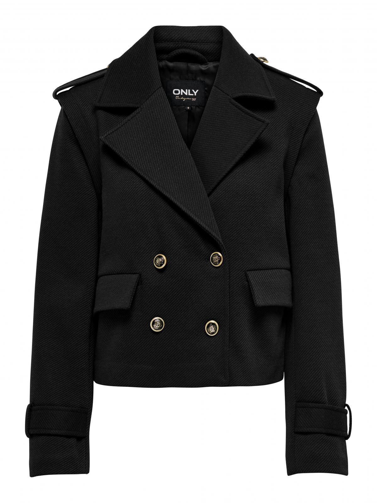 온리 테일러드 더블버튼 크롭 재킷 15293713_2161 BLACK / BLACK - 상세 이미지 4