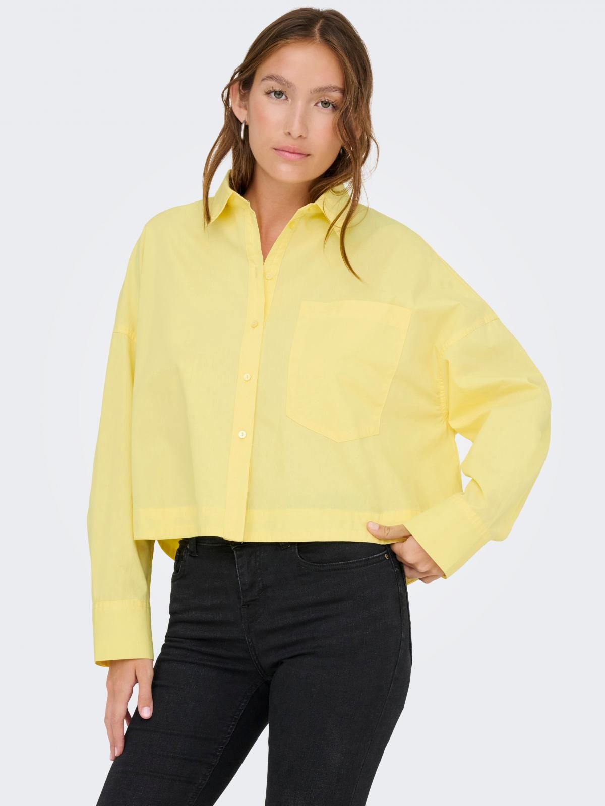 온리 옐로우 크롭 레귤러핏 코튼 셔츠 15328755_1934 YELLOW / LEMON MERINGUE - 상품 이미지
