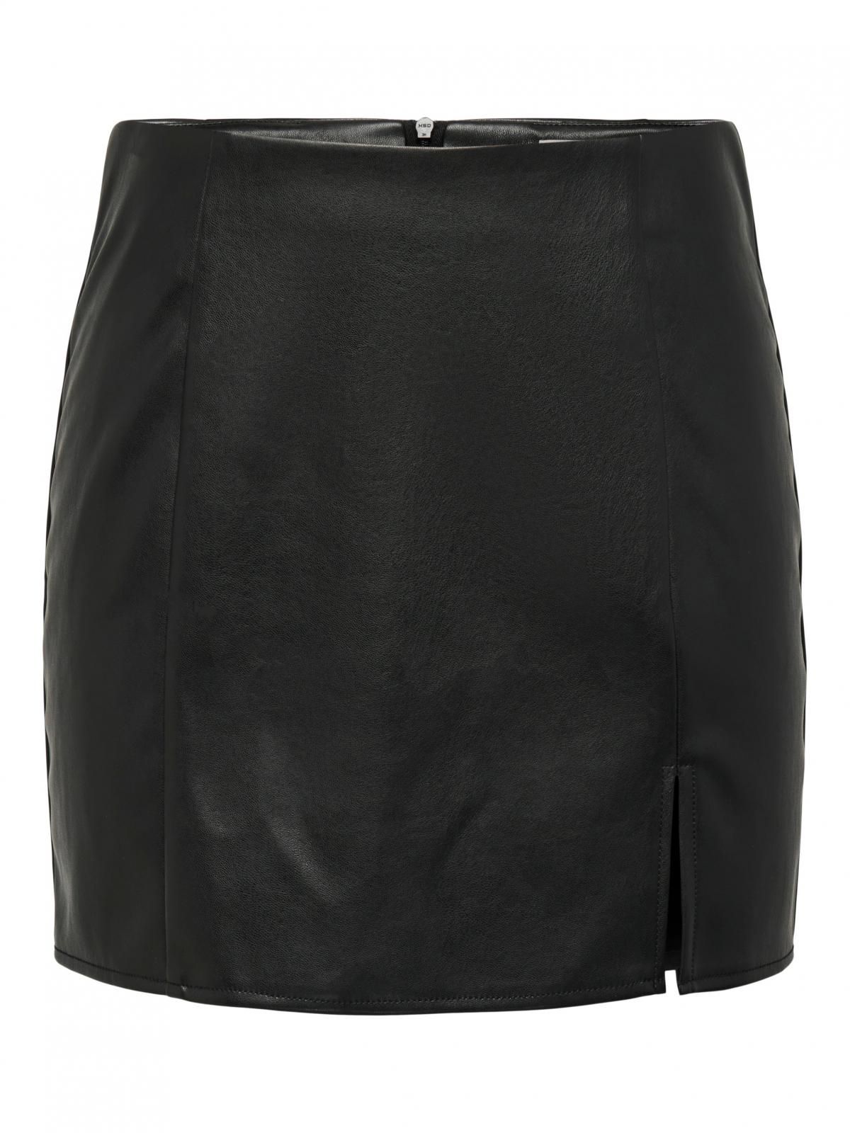 온리 페이크 레더 슬릿 미니 스커트 15267185_2161 BLACK / BLACK - 상세 이미지 3