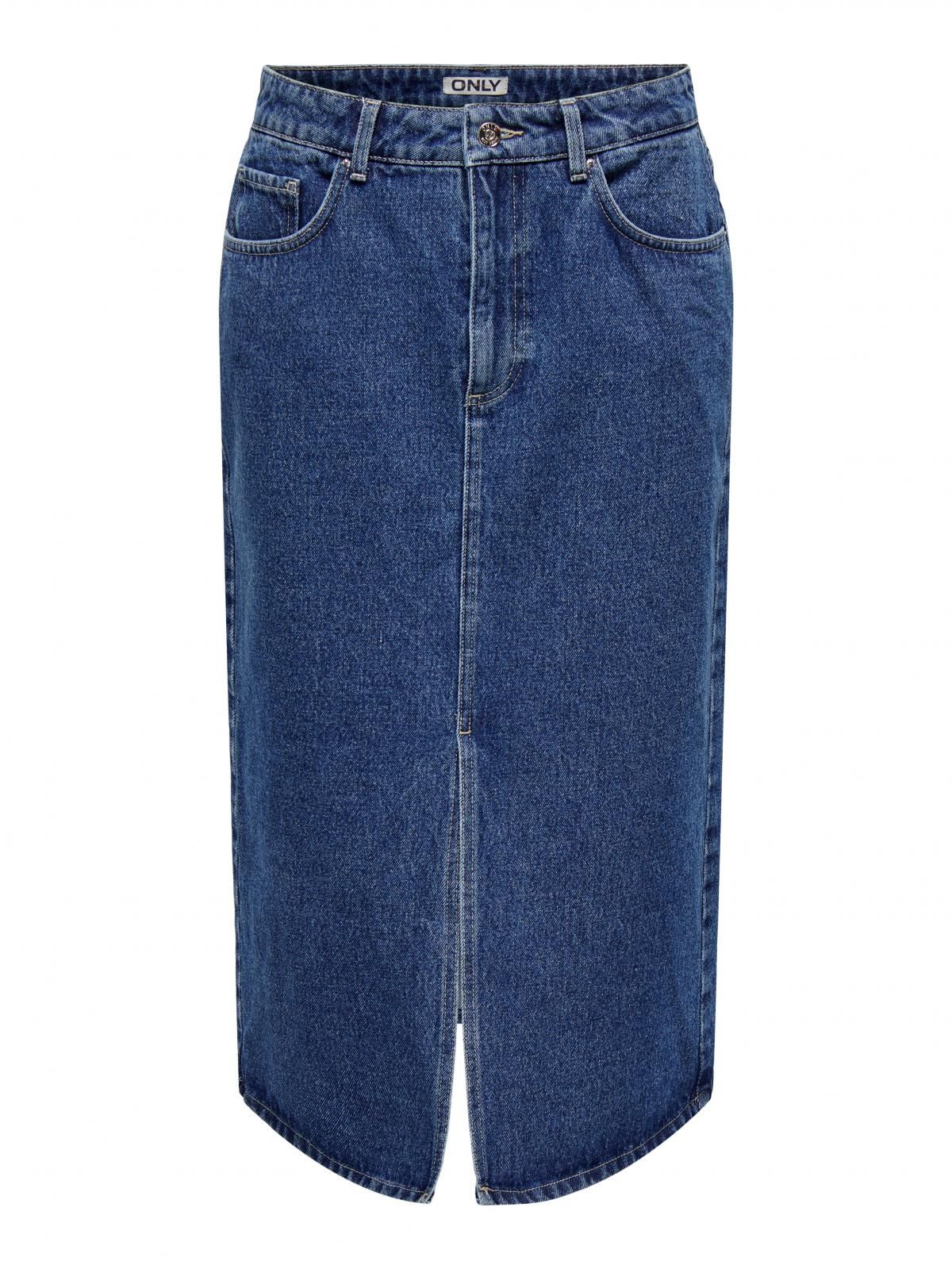 온리 데님 트렌디 미디 스커트 앞트임 15319268_2115 BLUE / MEDIUM BLUE DENIM - 상세 이미지 3