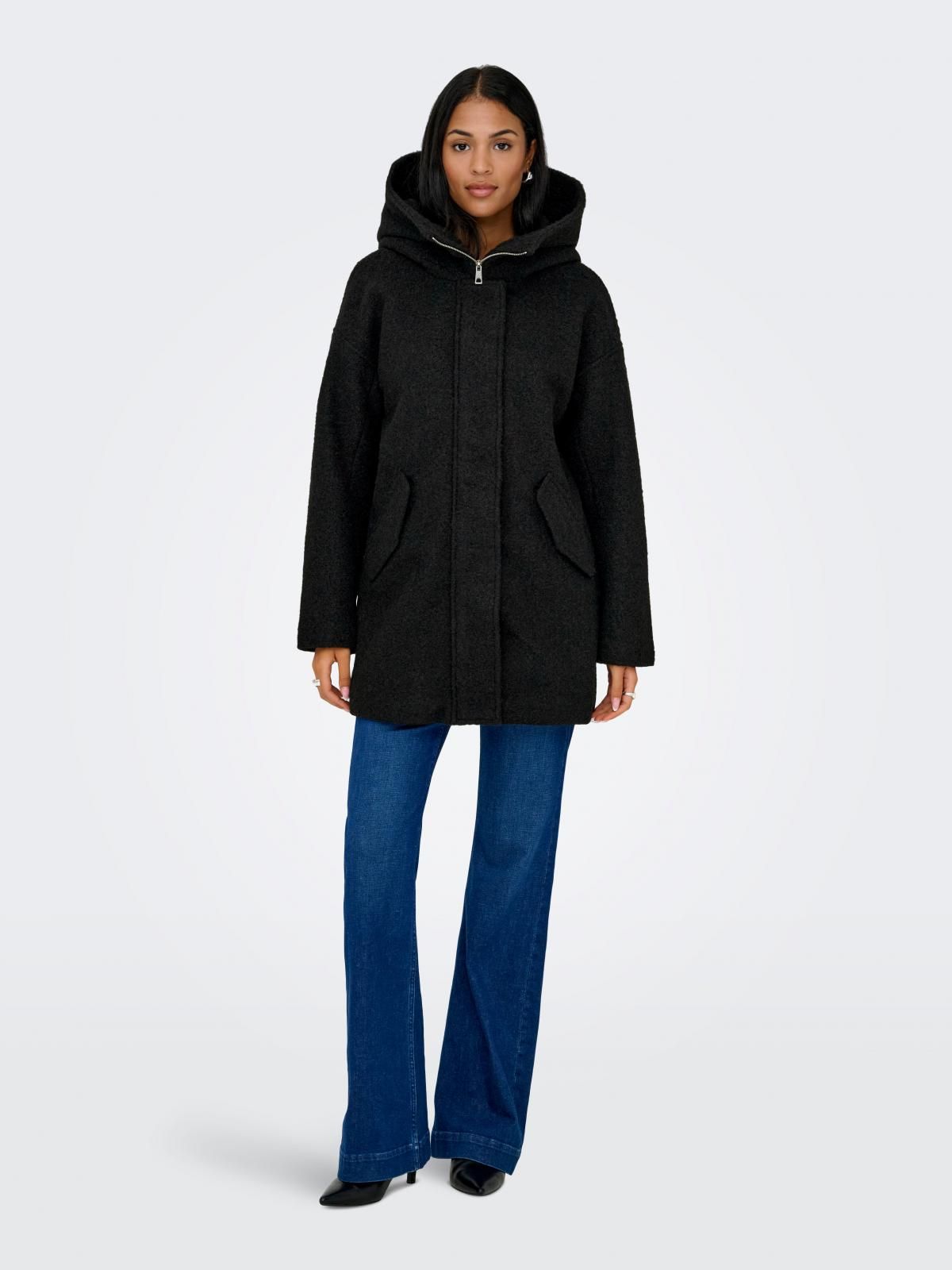 제이디와이 부클레 후드 미디 코트 15369842_2161 BLACK / BLACK - 상세 이미지 5
