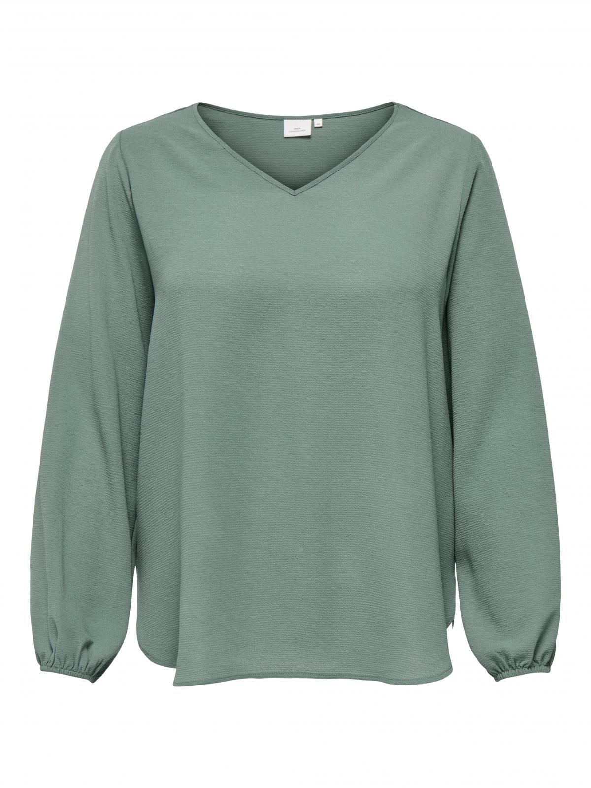 온리 빅사이즈 베이직 브이넥 블라우스 15354110_1469 GREEN / BALSAM GREEN - 상세 이미지 3