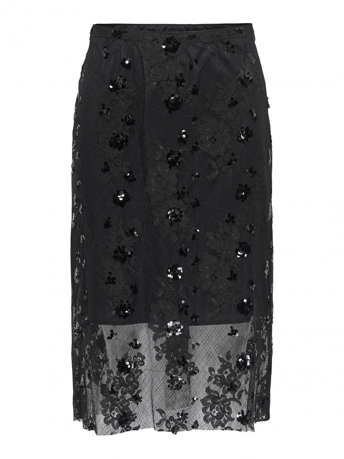 온리 시퀸 레이스 미디 스커트 15355789_2161 BLACK / BLACK - 상세 이미지 3
