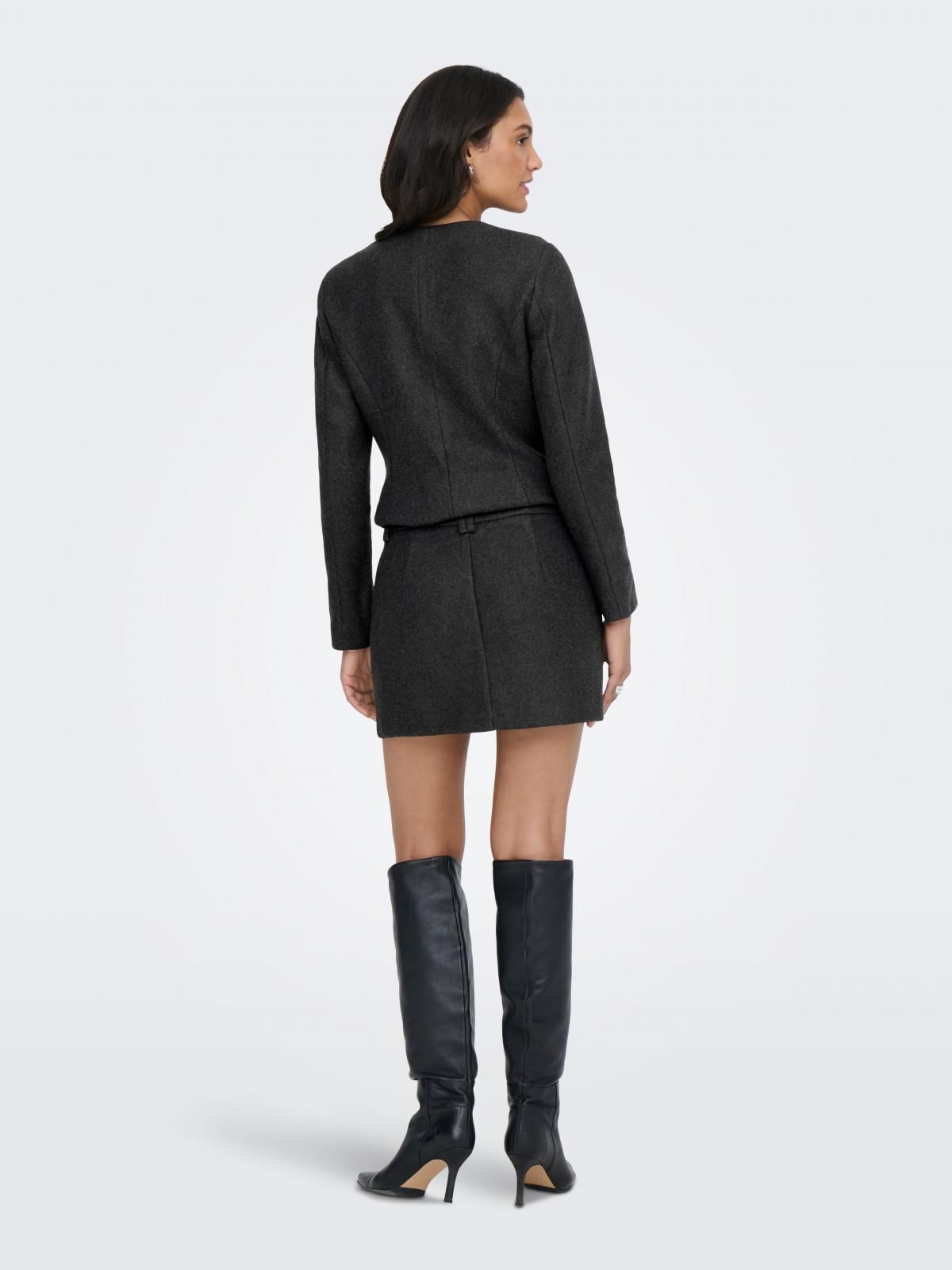 온리 미드웨이스트 벨트루프 미니 스커트 15365801_2383 GREY / DARK GREY MELANGE - 상세 이미지 2