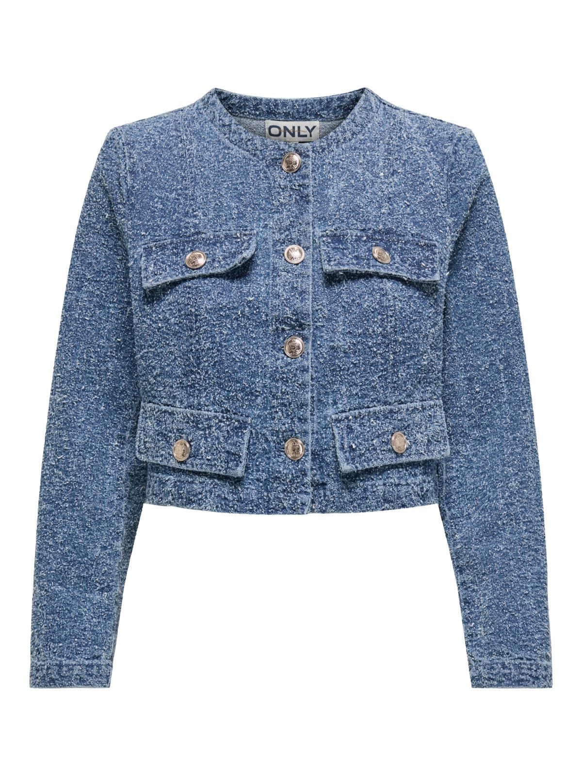 온리 트렌디 크롭 데님 재킷 15338586_2115 BLUE / MEDIUM BLUE DENIM - 상세 이미지 3