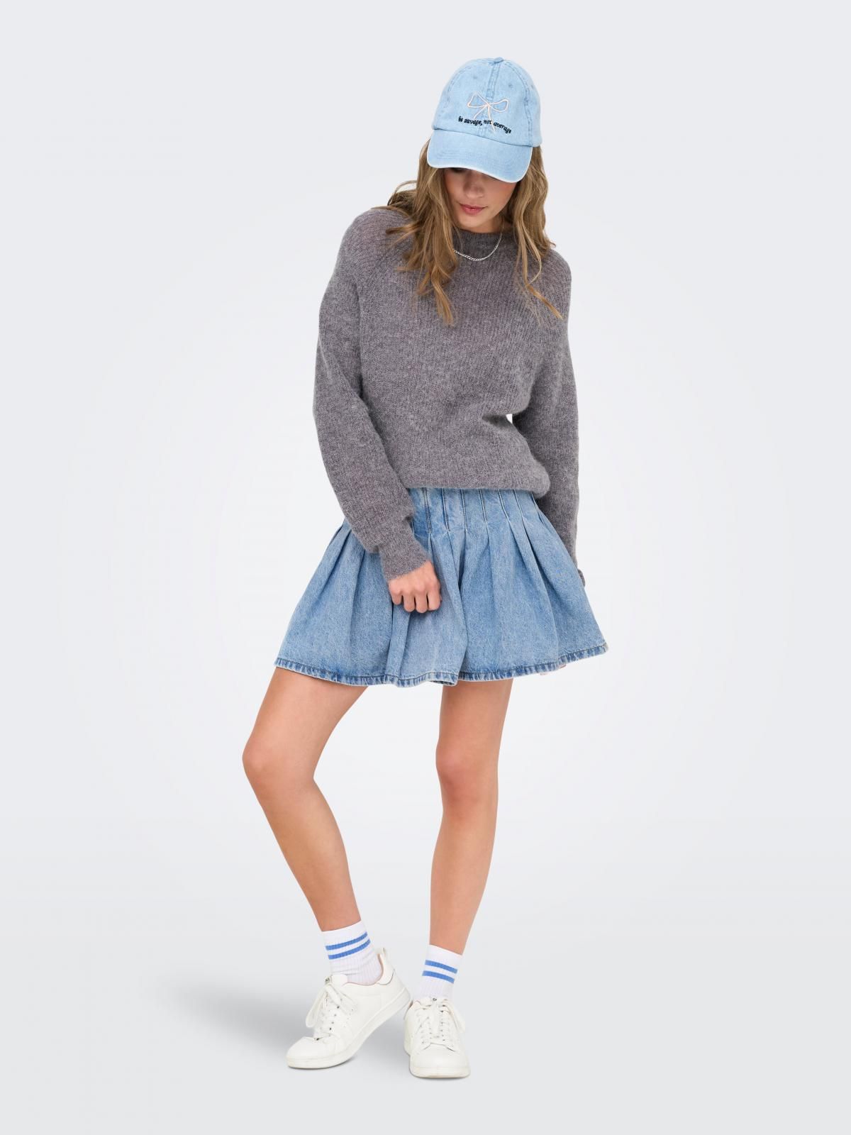 온리 플리츠 데님 미니 스커트 15357985_2115 BLUE / MEDIUM BLUE DENIM - 상세 이미지 5