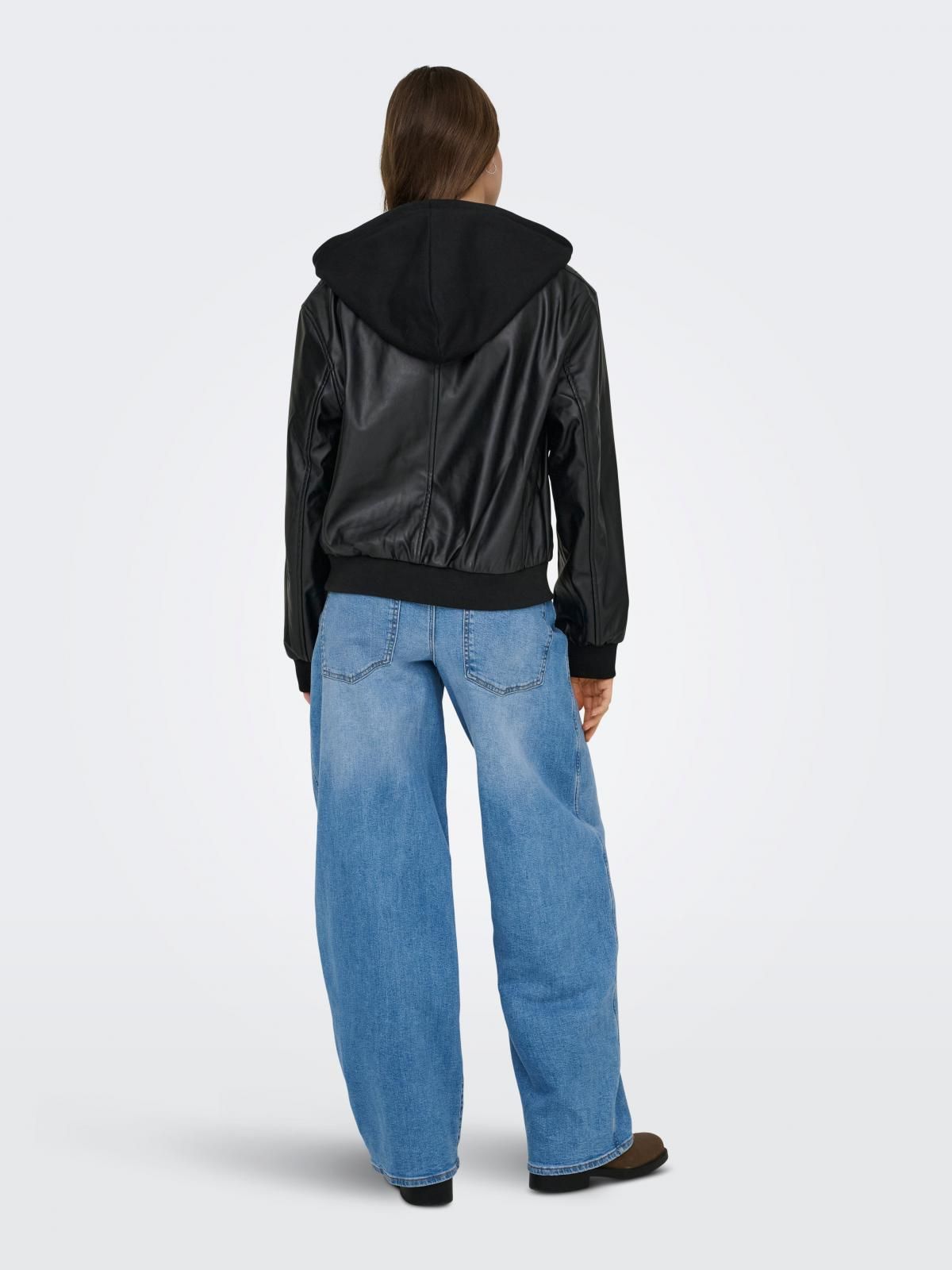 온리 트렌디 블랙 레더 집업 재킷 15349076_2161 BLACK / BLACK - 상세 이미지 2