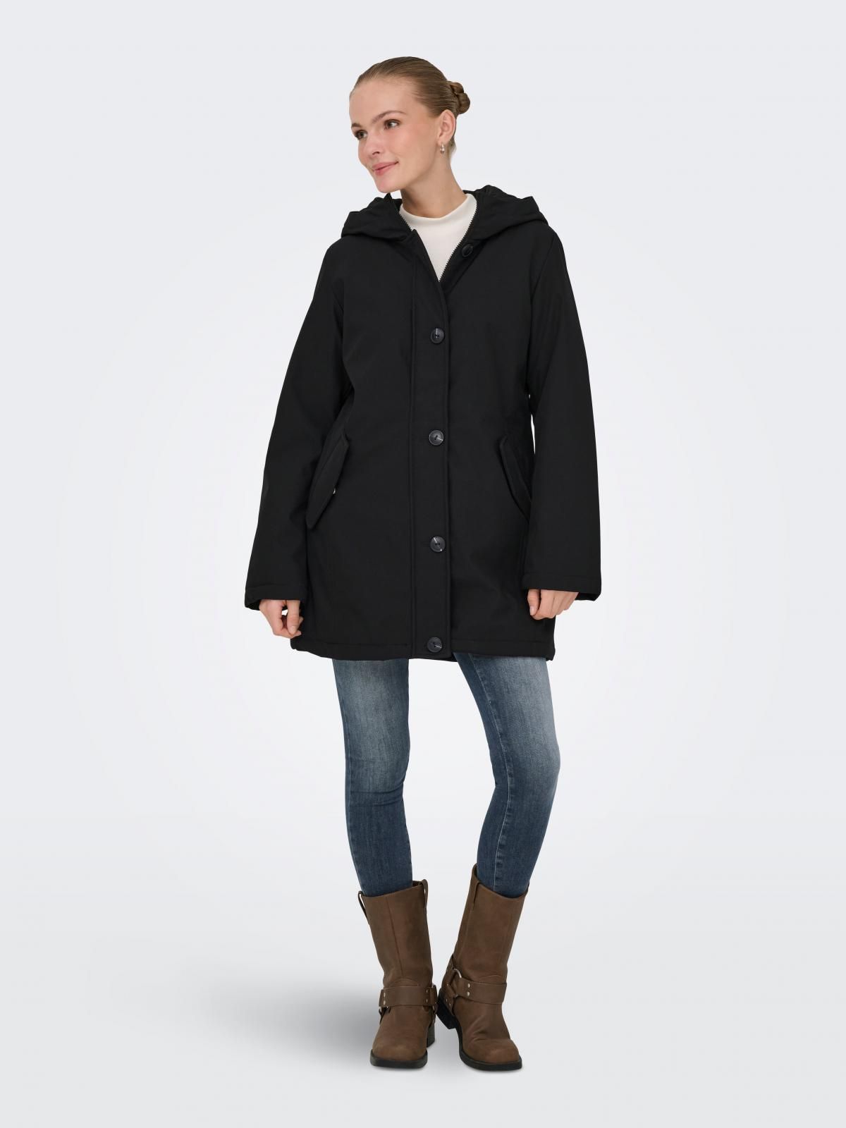 온리 윈드프루프 롱 후드 패딩 코트 15365628_2161 BLACK / BLACK - 상세 이미지 5