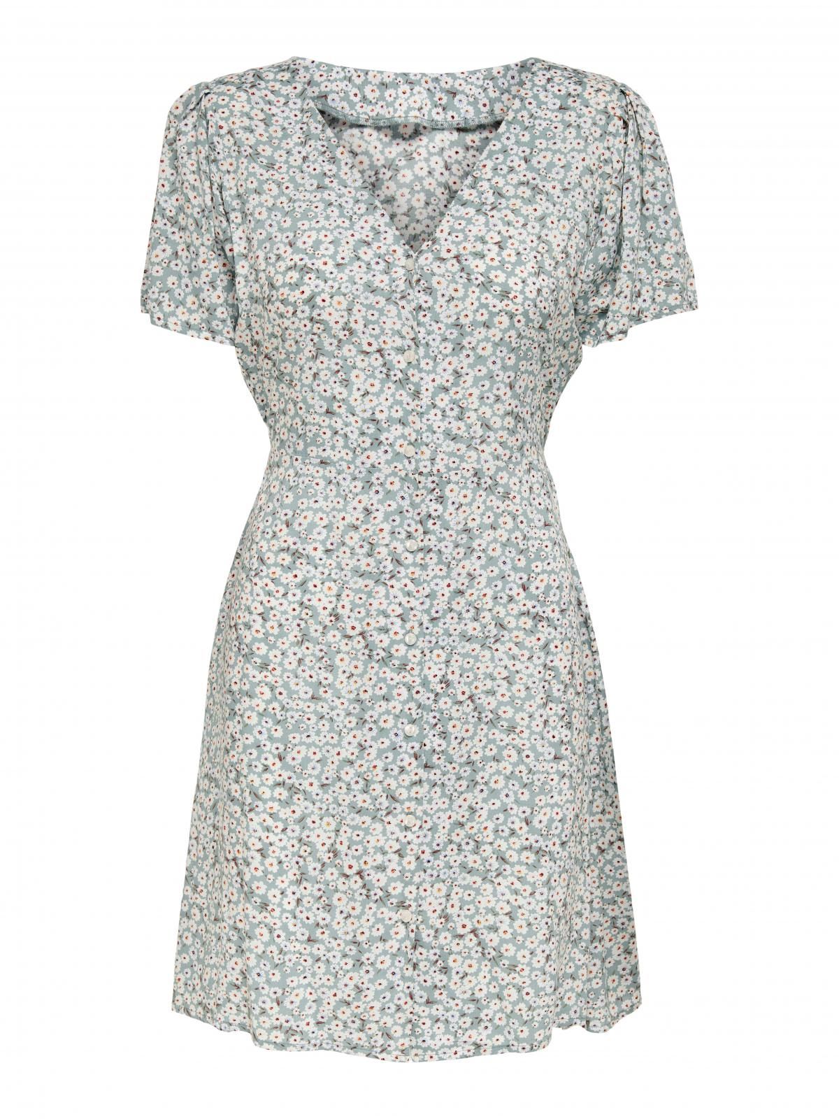 온리 플로럴 미니 브이넥 벨트 원피스 15237382_1422_898150 TURQUOISE / GRAY MIST - 상세 이미지 3