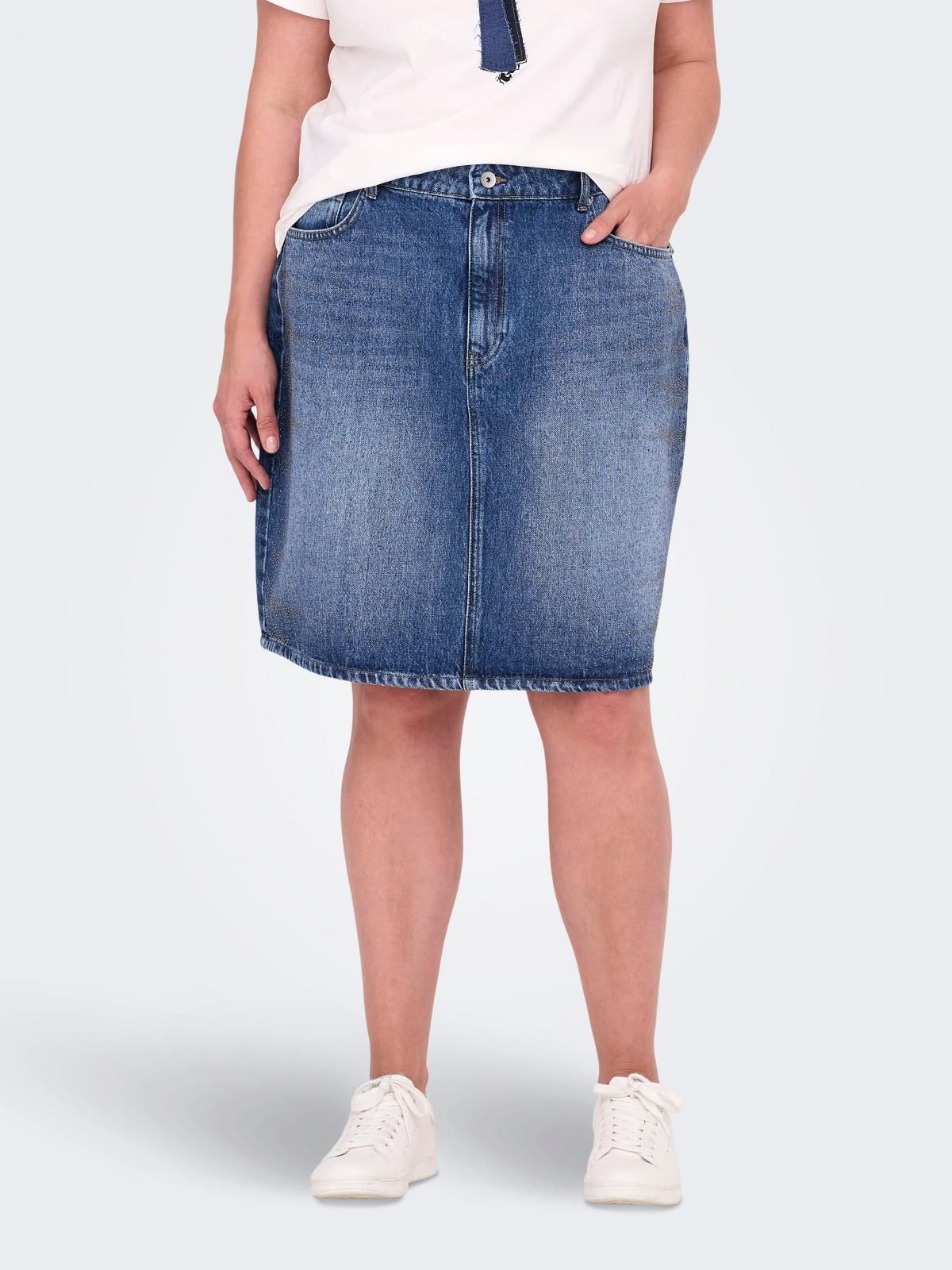 온리 글리터 테크니컬 데님 미니 스커트 15346030_2116 BLUE / LIGHT BLUE DENIM - 상품 이미지