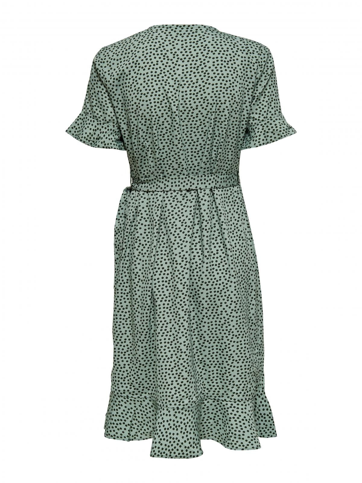 온리 페미닌 프릴 랩 미니 원피스 V넥 15206407_1467_780580 GREY / CHINOIS GREEN - 상세 이미지 4