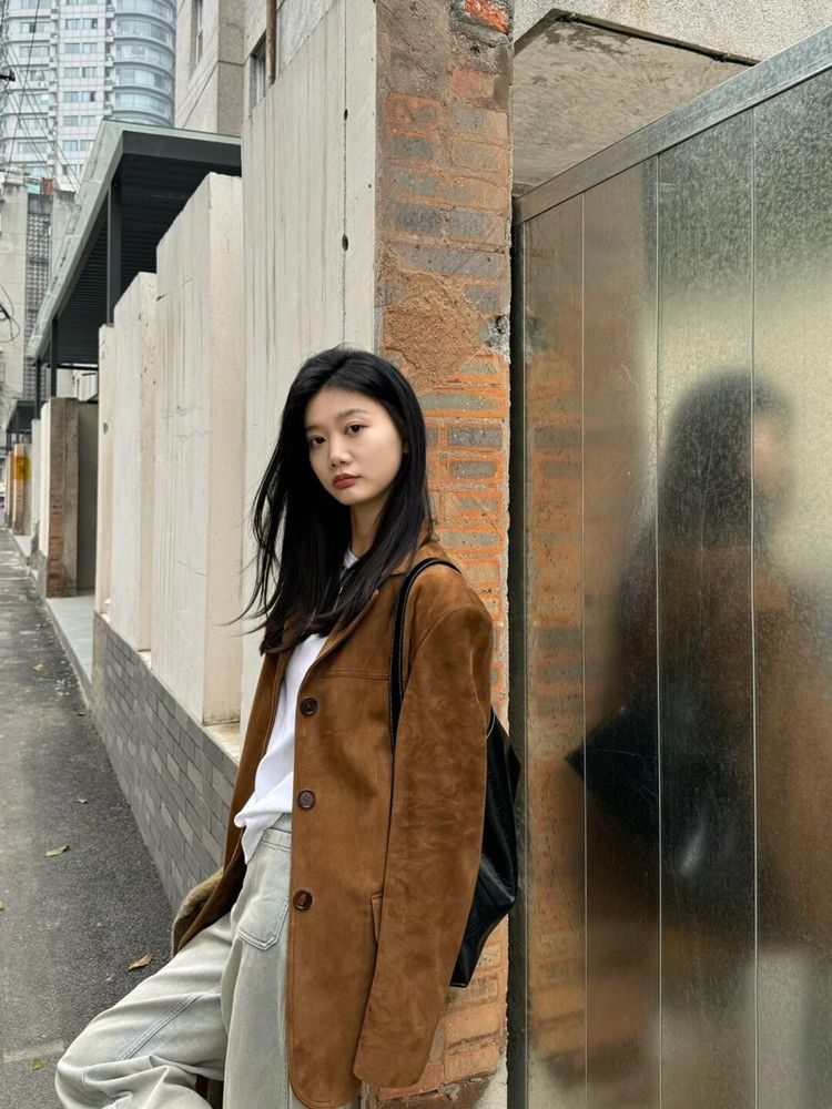 여성 자켓 가을 스웨이드 고퀄리티 블레이저 정장자켓 갈색 S 40 - 52.5kg - 상세 이미지 3