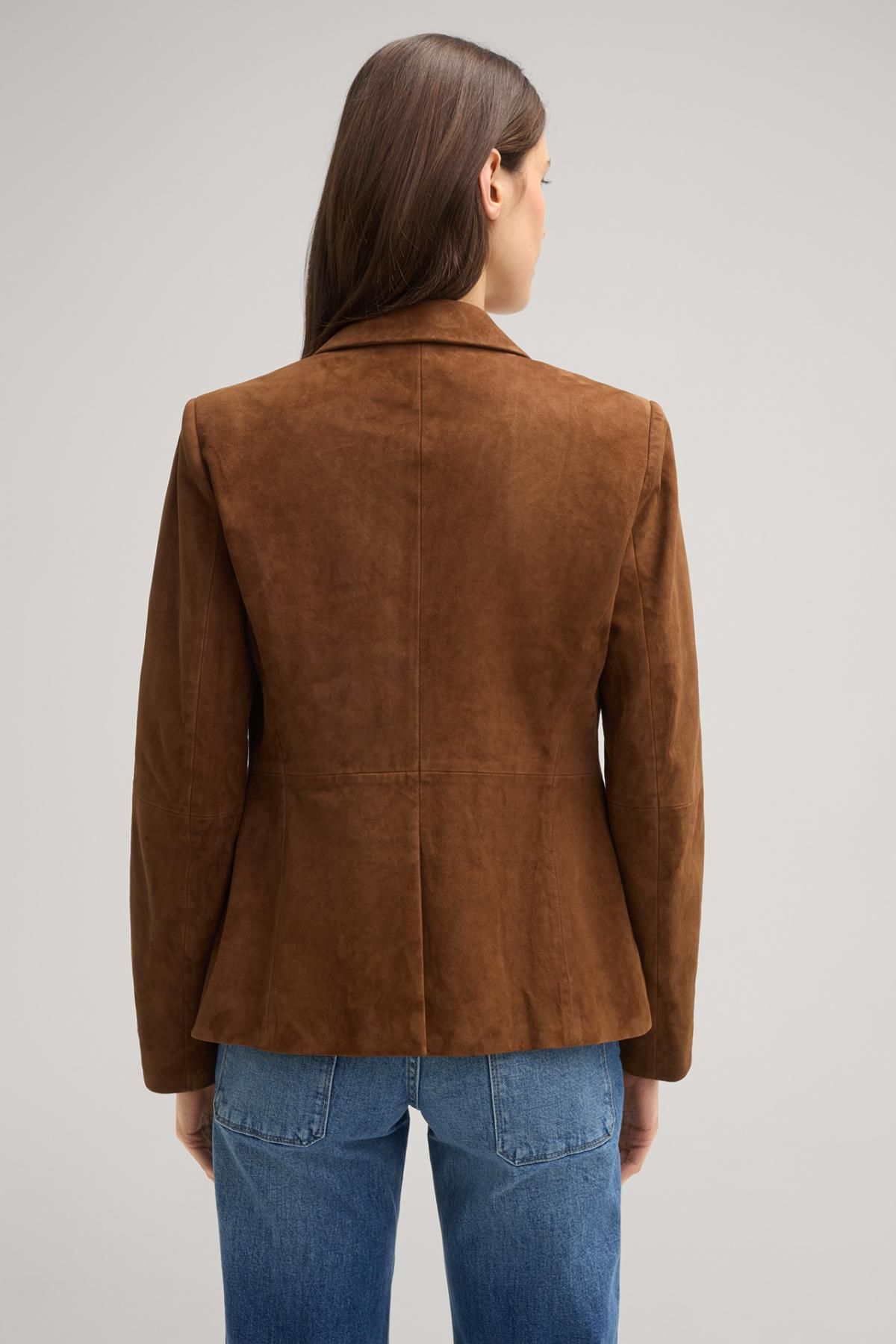 윱 클래식 더블버튼 레더 테일러드 재킷 브라운 80000775-180052-256 COGNAC - 상세 이미지 4