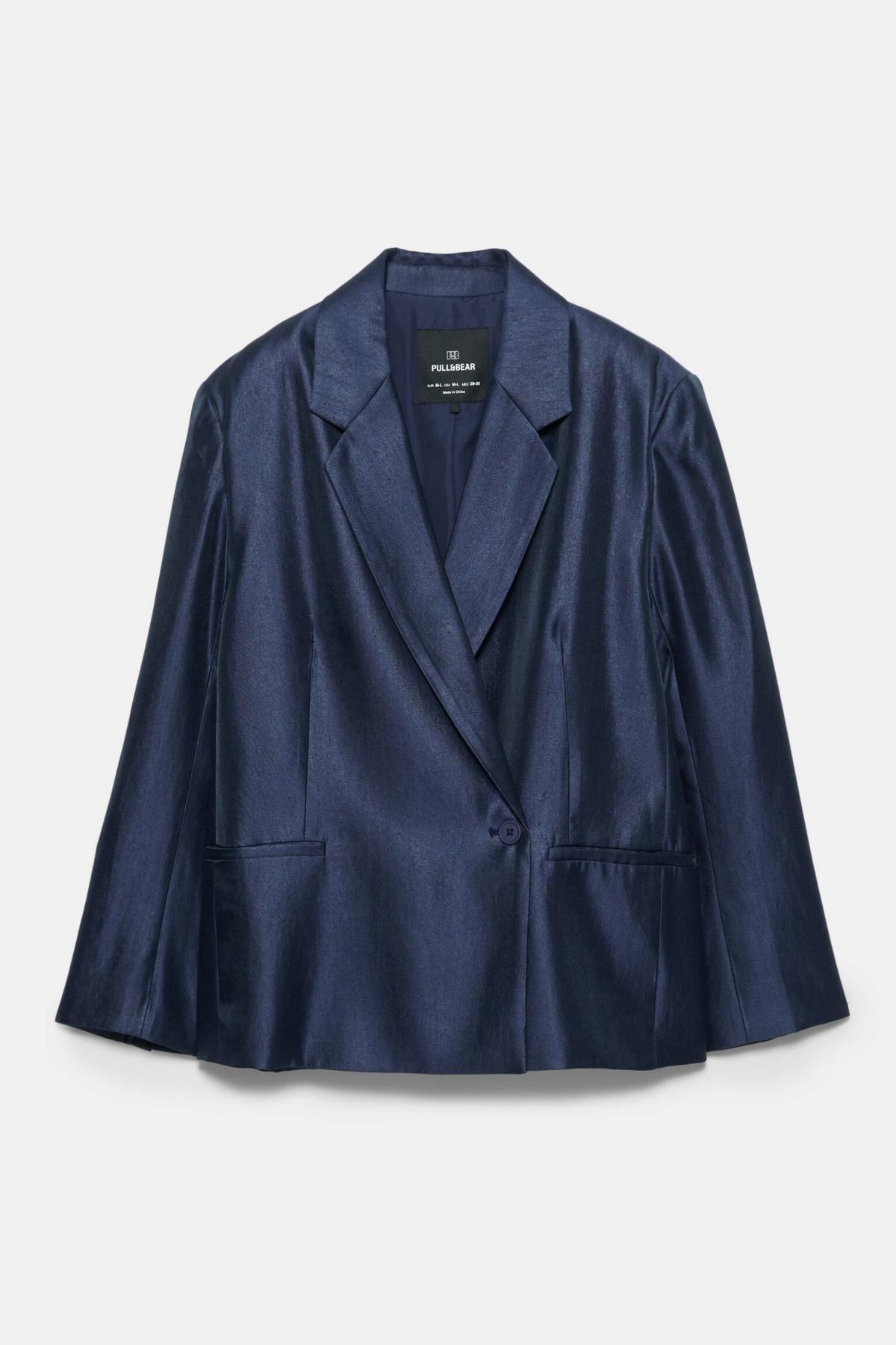 풀앤베어 샤이니 오버핏 더블브레스트 블레이저 7802/309 BLUE - 상품 이미지