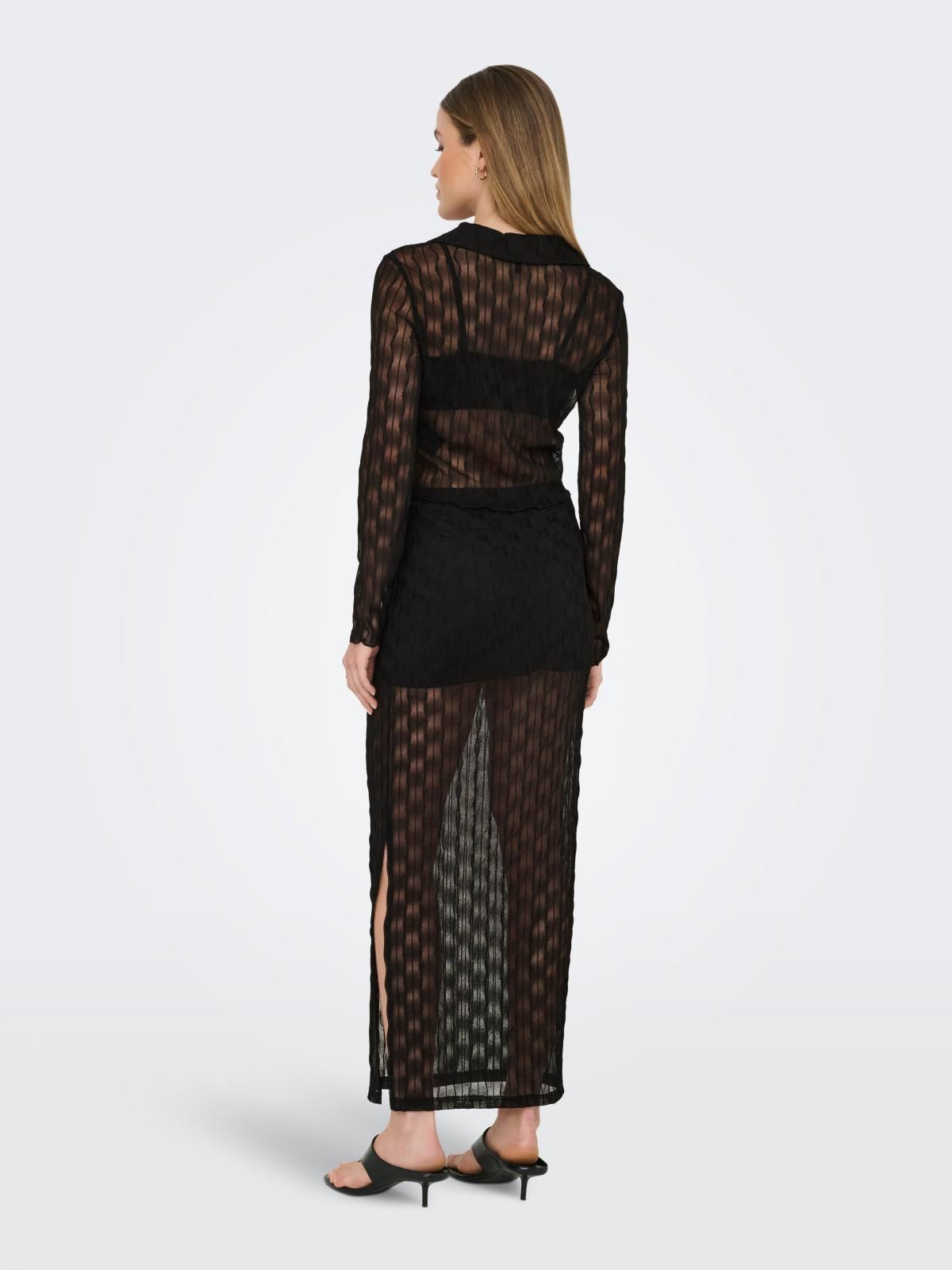 온리 시스루 테크니컬 나일론 롱 스커트 15352670_2161 BLACK / BLACK - 상세 이미지 2