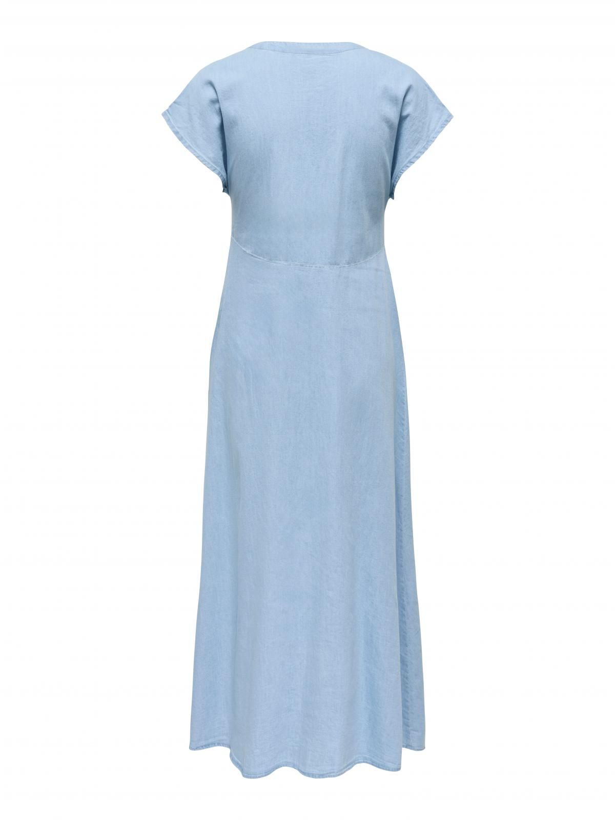 온리 썸머 브이넥 롱 원피스 버튼업 15358776_2116 BLUE / LIGHT BLUE DENIM - 상세 이미지 4