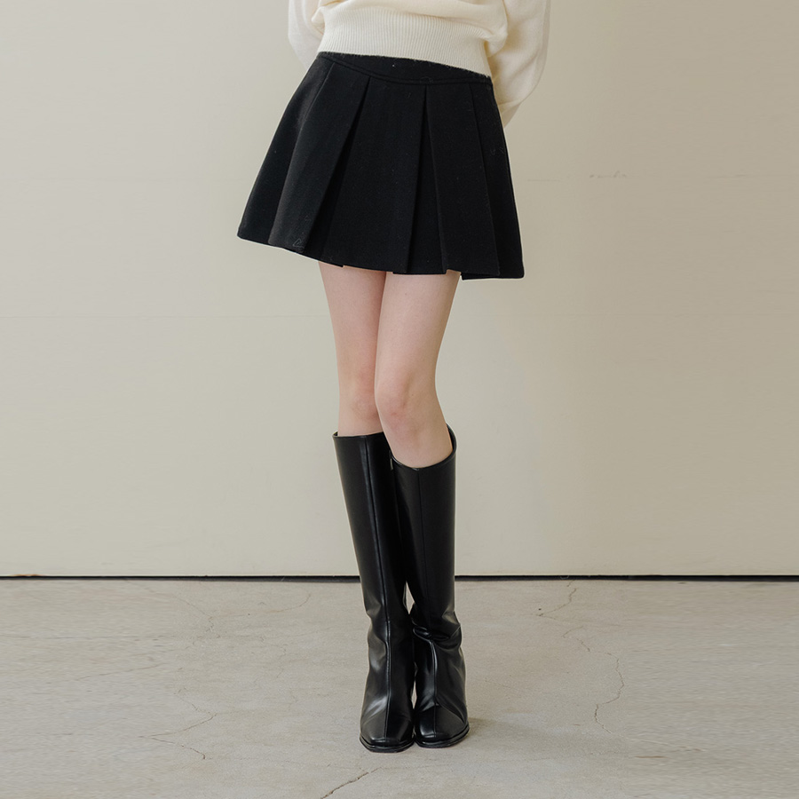 소프트 웜 플리츠 A라인 미니 스커트 (BLACK, 2 SIZE) - 메인 이미지