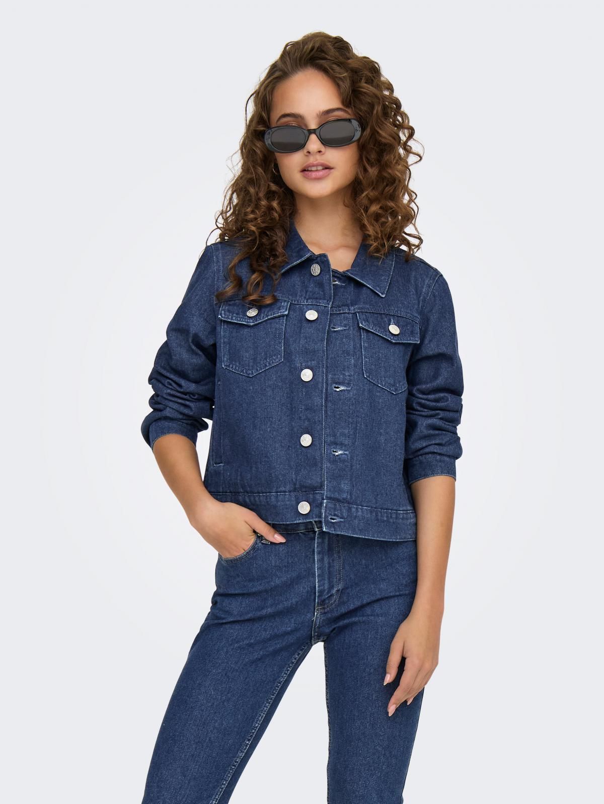 온리 테크니컬 클래식 데님 재킷 15346962_2114 BLUE / DARK BLUE DENIM - 상품 이미지