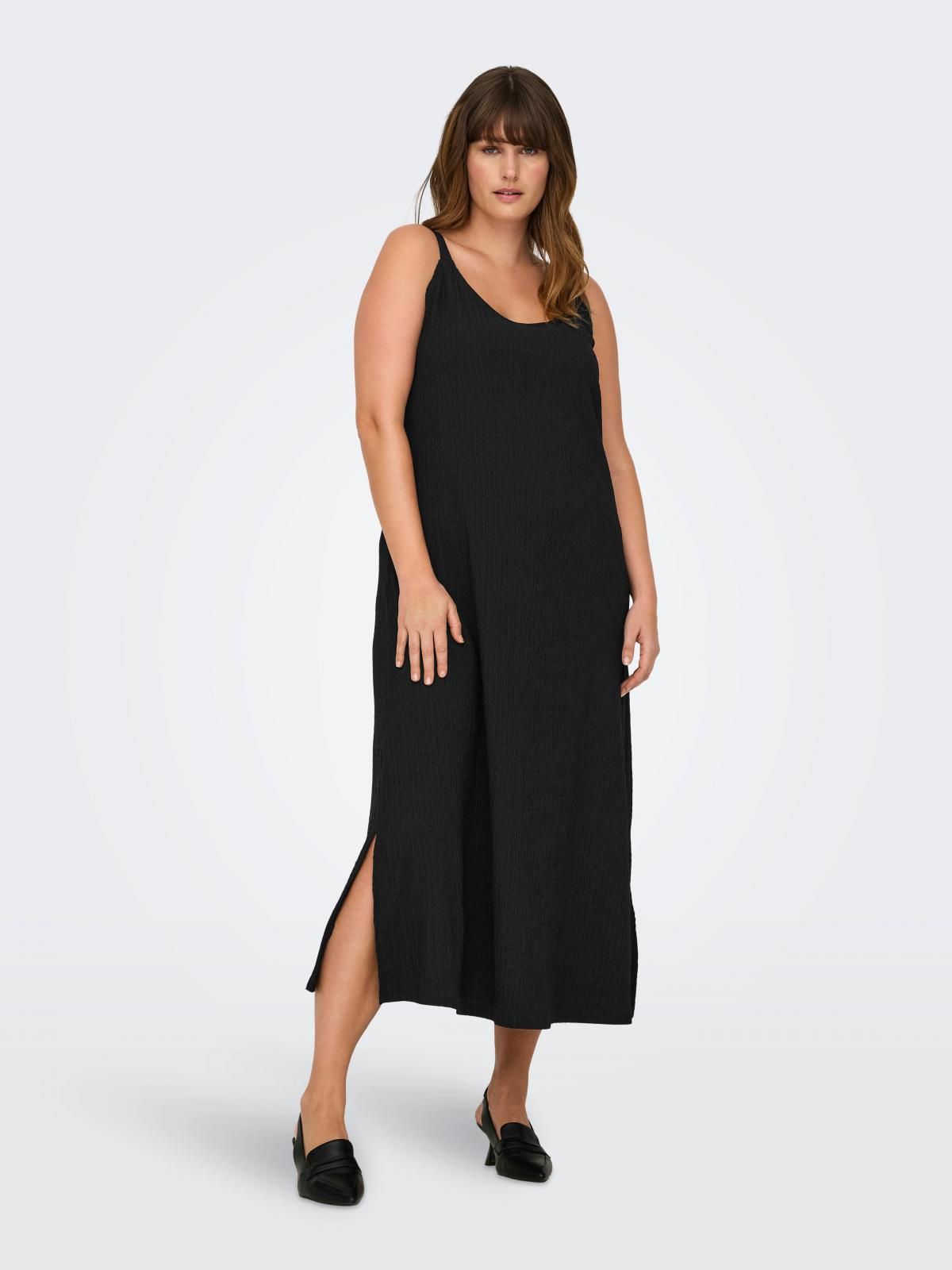 온리 빅사이즈 쿨터치 저지 미디 원피스 15346163_2161 BLACK / BLACK - 상세 이미지 5