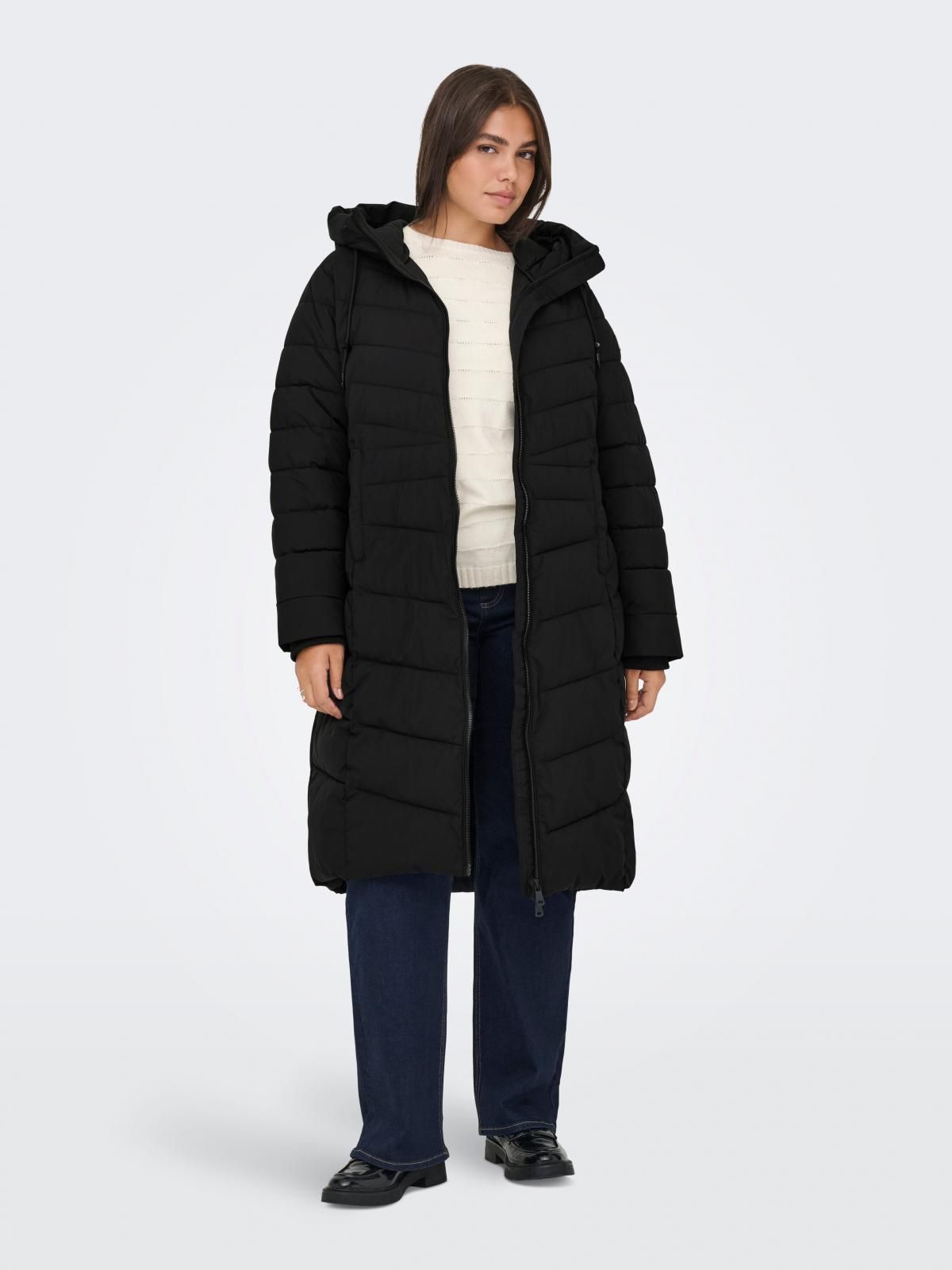온리 빅사이즈 롱 패딩 후드 코트 15354594_2161 BLACK / BLACK - 상세 이미지 5
