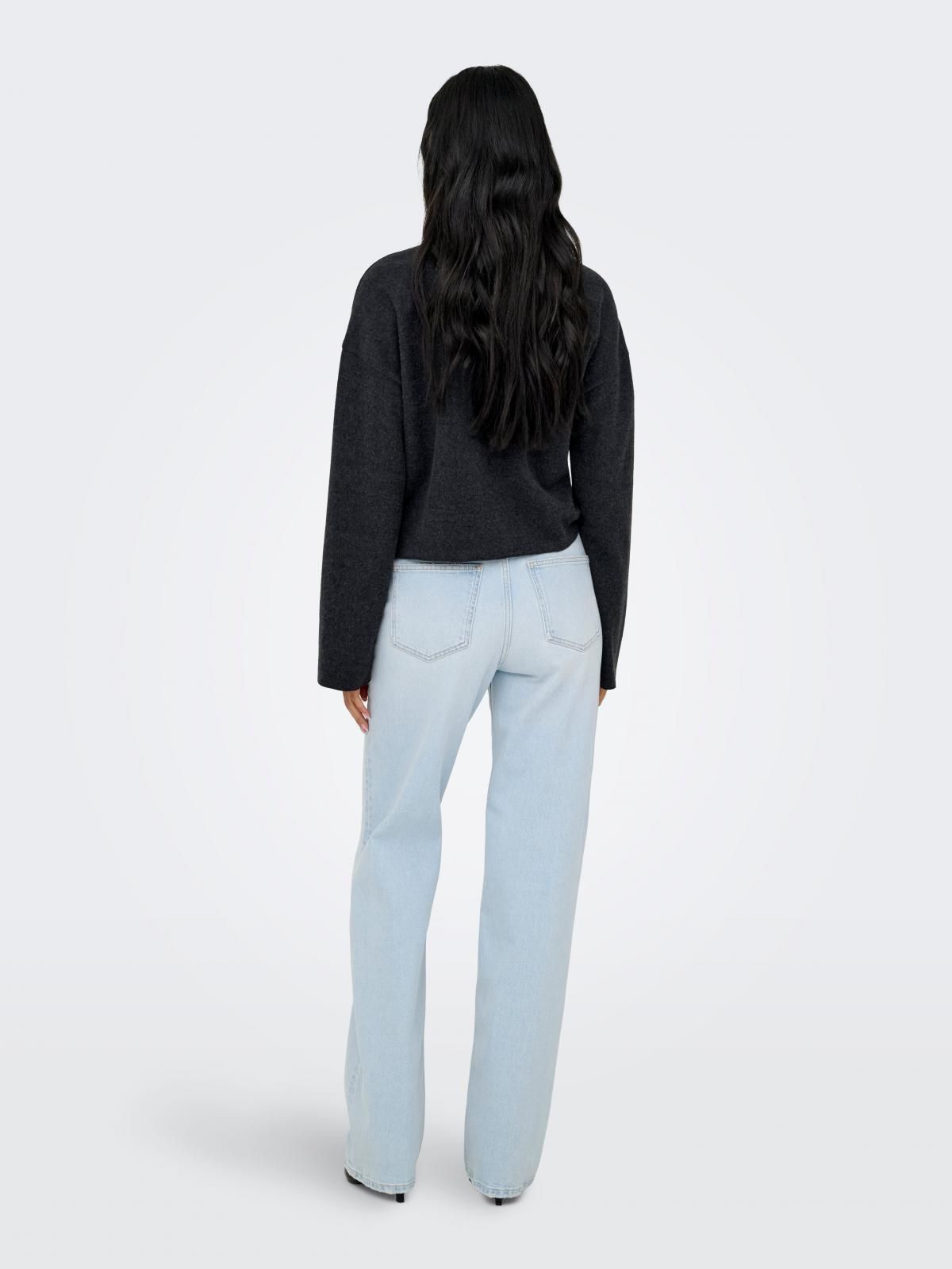 온리 베이직 라운드넥 버튼 가디건 15364998_2383 GREY / DARK GREY MELANGE - 상세 이미지 2