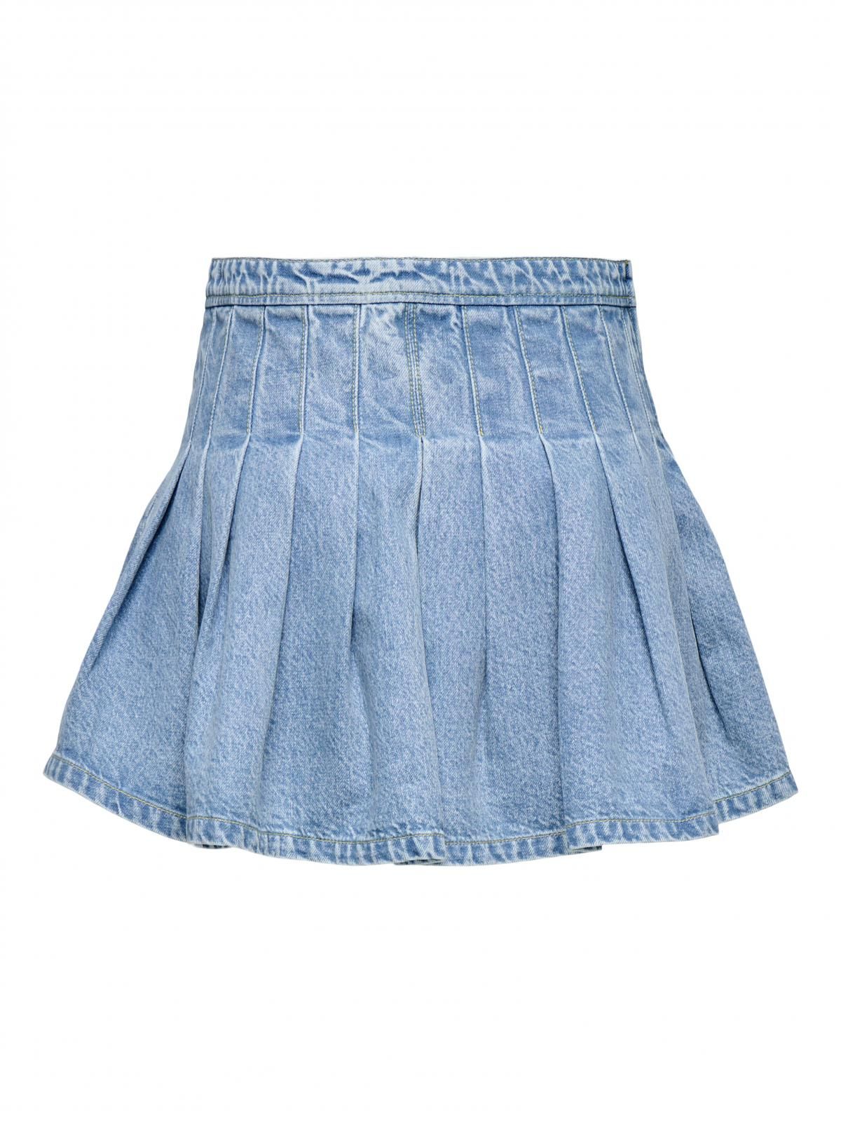 온리 플리츠 데님 미니 스커트 15357985_2115 BLUE / MEDIUM BLUE DENIM - 상세 이미지 4