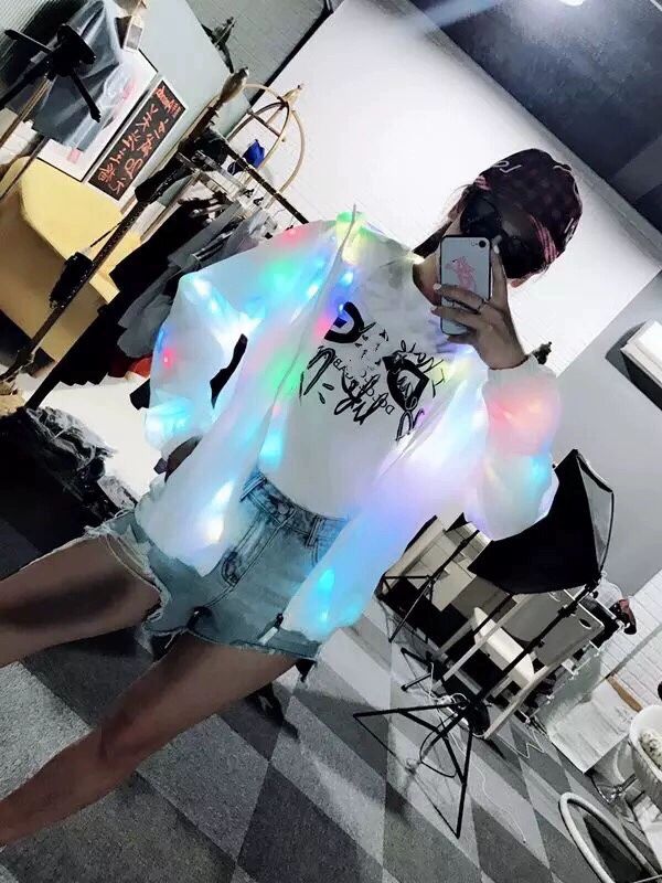 LED 의상 재킷 클럽 발광 댄스복 공연 야광옷 무대 발광 외투 - 상세 이미지 2