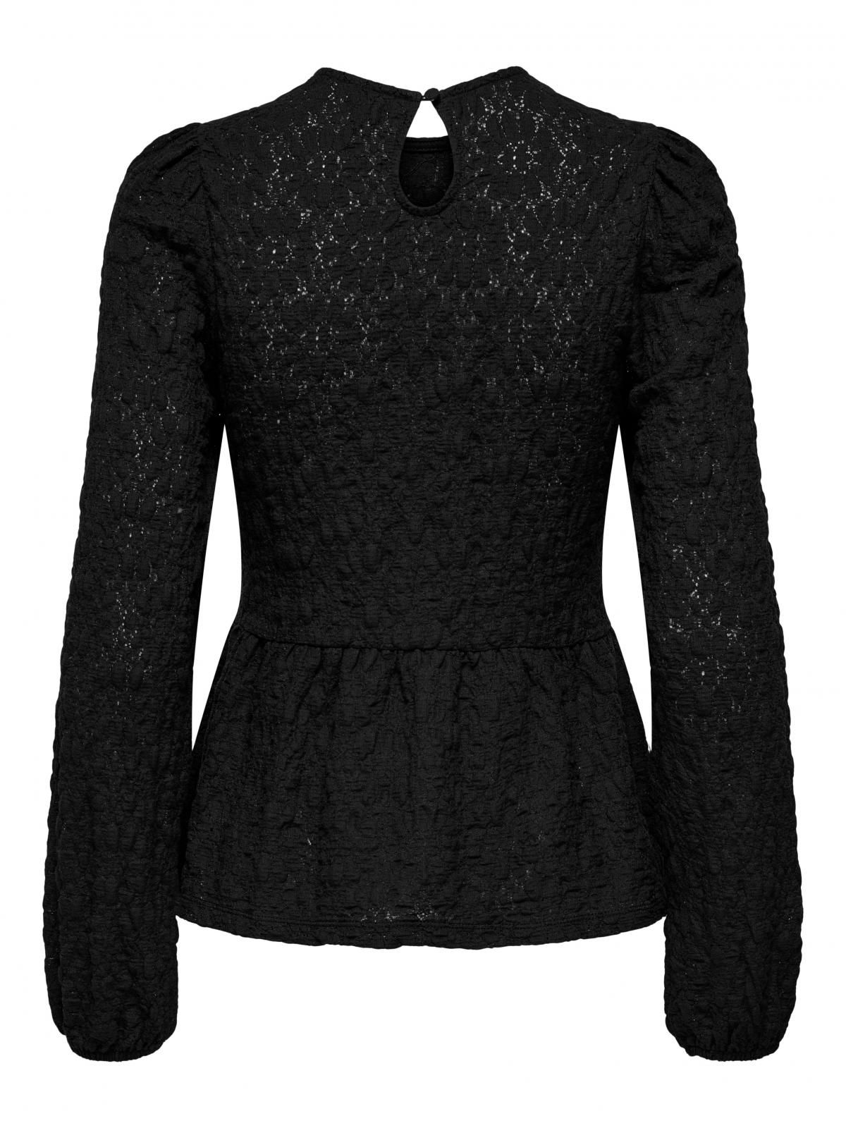 온리 페미닌 볼륨핏 블랙 페블럼 블라우스 15364740_2161 BLACK / BLACK - 상세 이미지 4