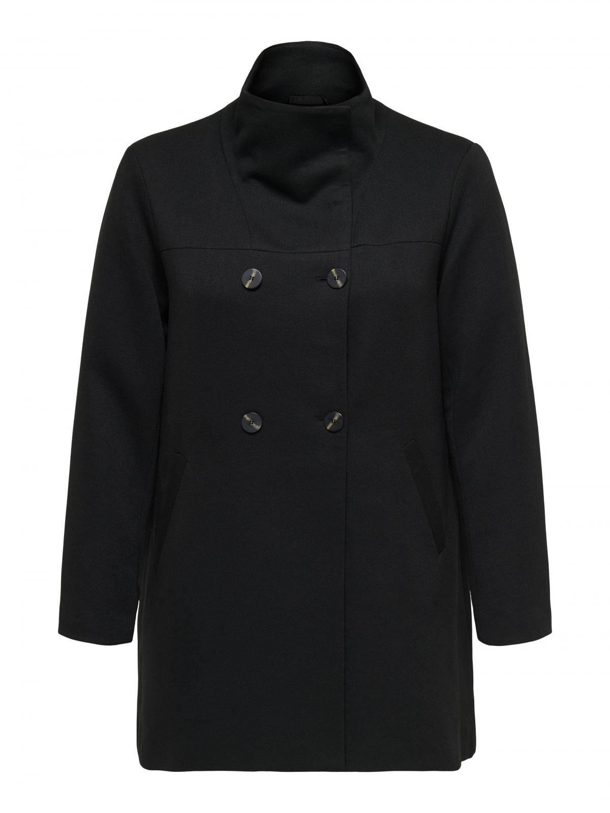 온리 빅사이즈 더블버튼 하이넥 롱 코트 15363683_2161 BLACK / BLACK - 상세 이미지 3