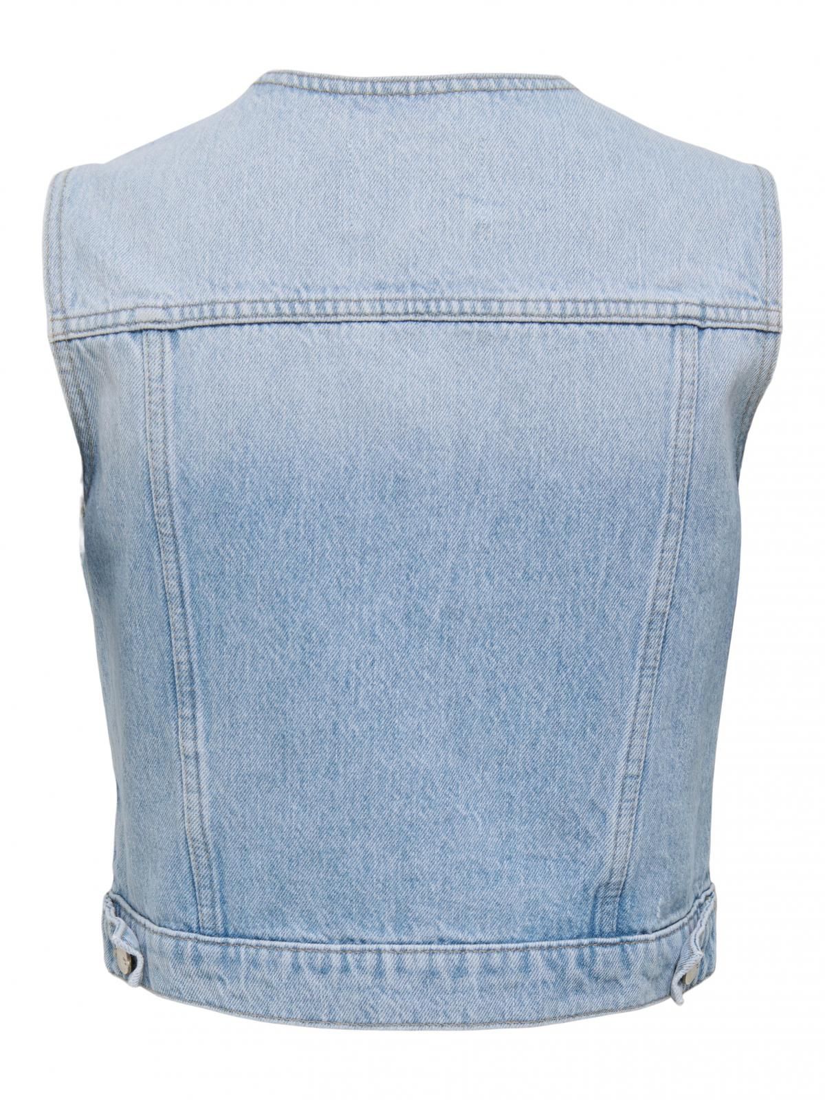 온리 데님 라이트워싱 크롭 베스트 15351937_2116 BLUE / LIGHT BLUE DENIM - 상세 이미지 4