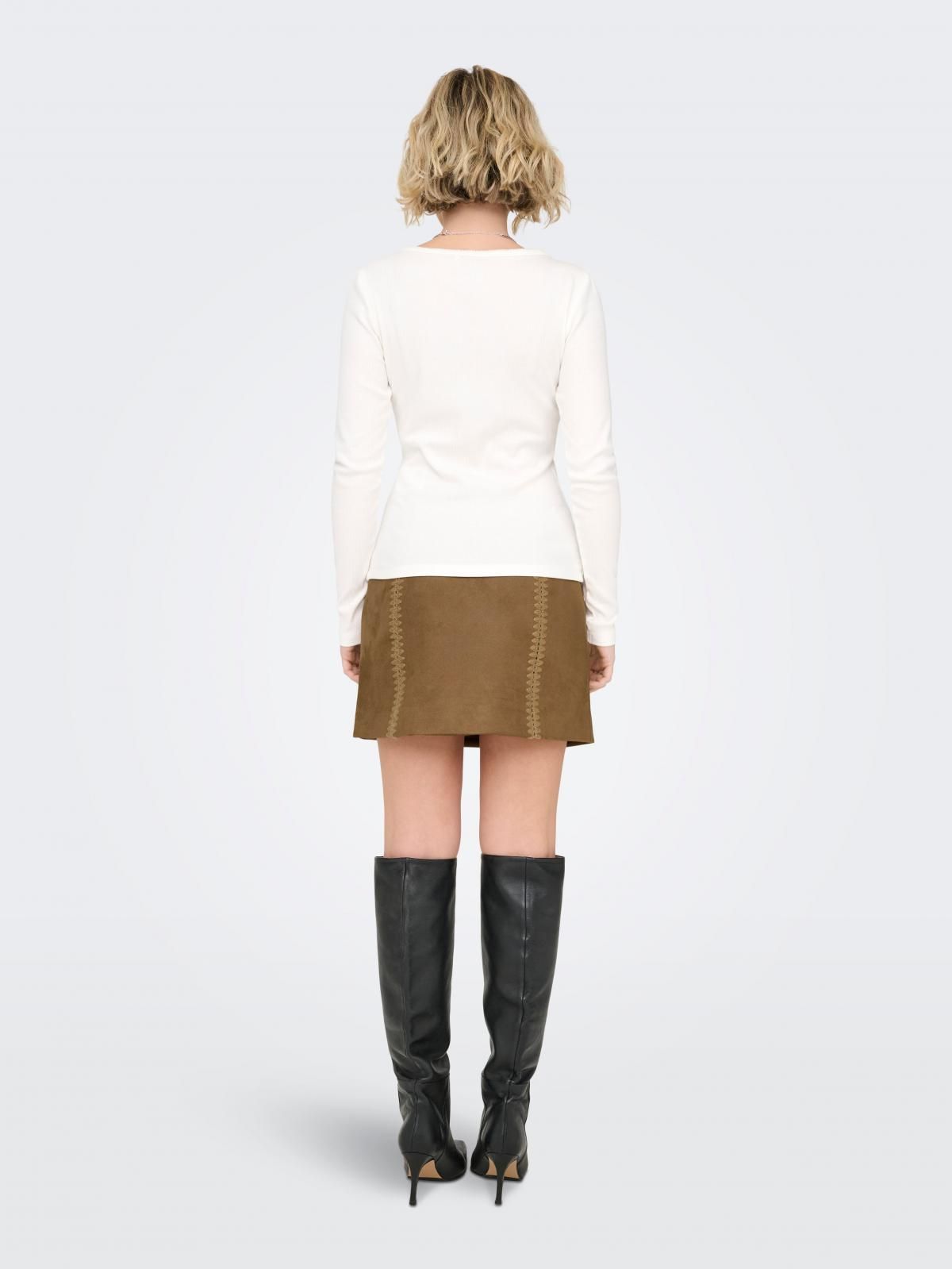 온리 스웨이드 미니 스커트 15371633_409 BROWN / COGNAC - 상세 이미지 2