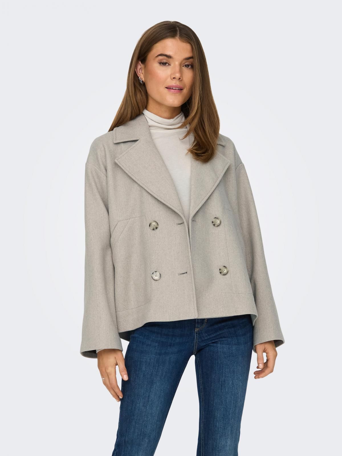 온리 더블버튼 크롭 테일러드 재킷 15315503_116_1088415 WHITE / SIMPLY TAUPE - 메인 이미지