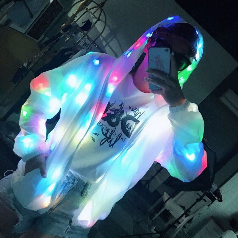 LED 의상 재킷 클럽 발광 댄스복 공연 야광옷 무대 발광 외투 - 메인 이미지
