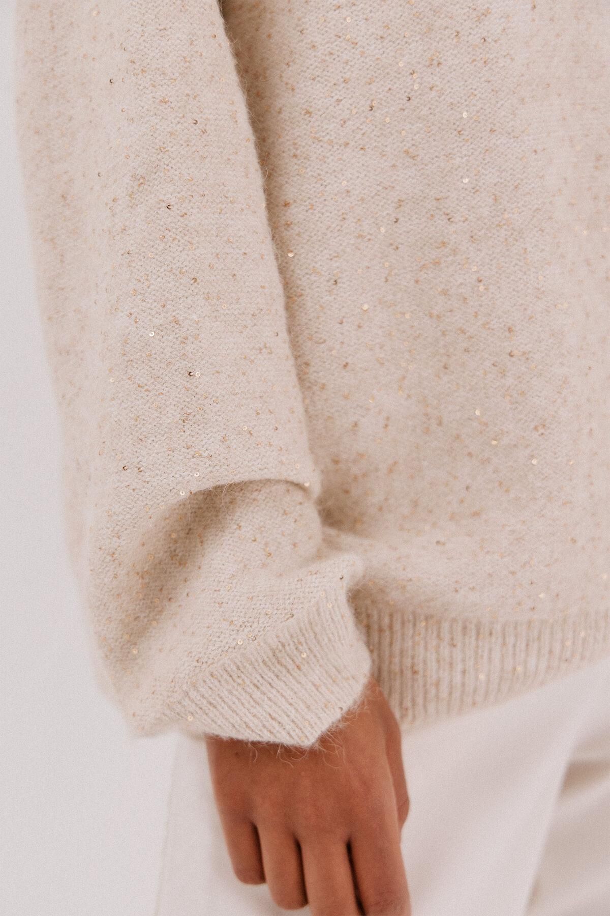 꼬르떼피엘 루즈핏 시퀸 니트 스웨터 아이보리 6212671 BEIGE - 상세 이미지 5