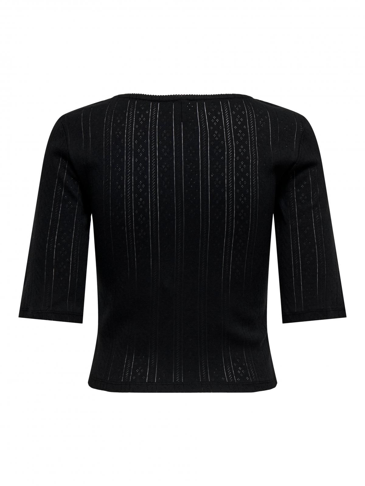 온리 베이직 스퀘어넥 크롭 반팔 티셔츠 15367593_2161 BLACK / BLACK - 상세 이미지 4