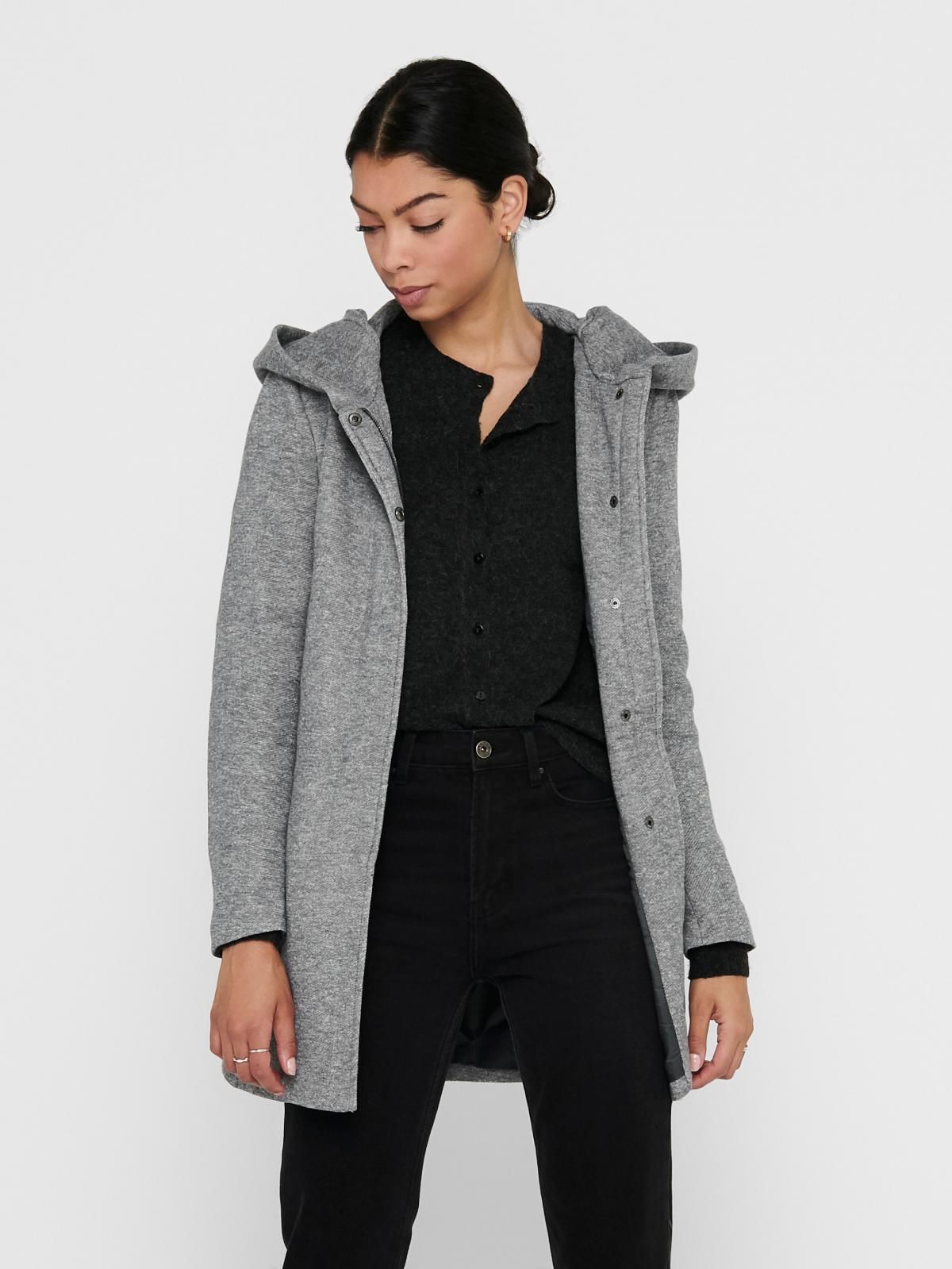 온리 테크니컬 후드 롱코트 15142911_2381 GREY / LIGHT GREY MELANGE - 상품 이미지