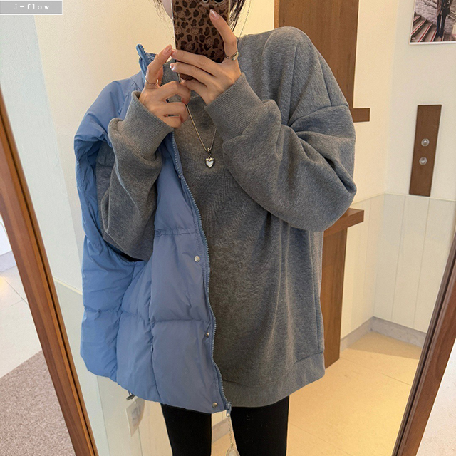 비클 기모 오버핏 라운드 하프 맨투맨 4col 겨울 도톰 코튼 롱 루즈핏 긴팔 제이플로우 - 상세 이미지 3