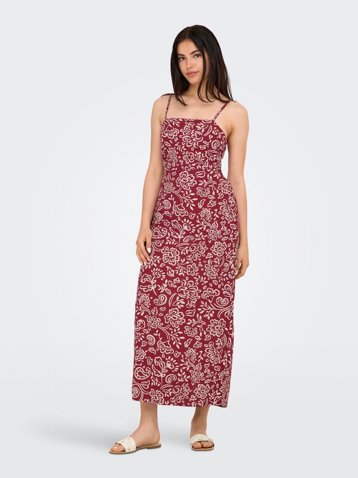 온리 플라워 패턴 캐미솔 미디 원피스 15357771_2053_1228666 RED / SUN-DRIED TOMATO - 상품 이미지