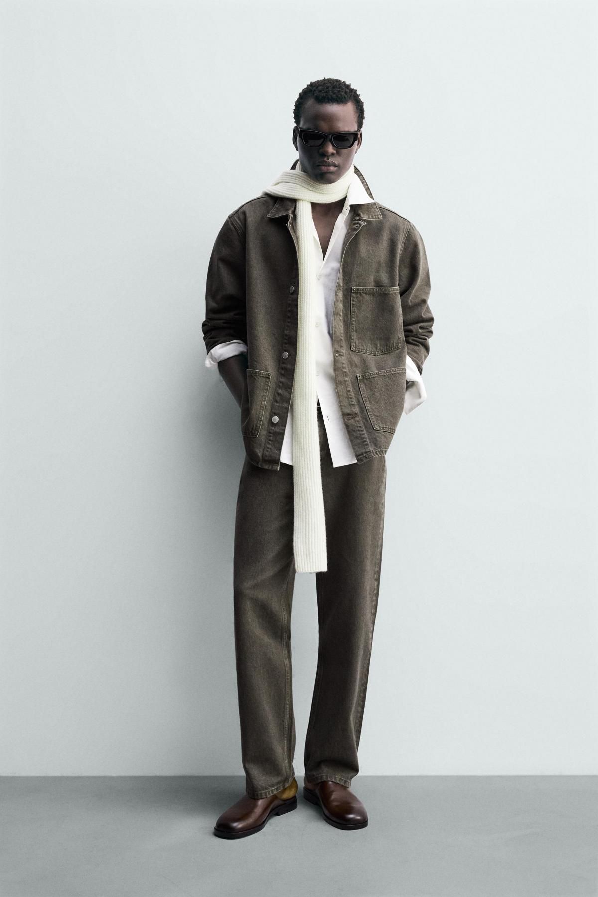 자라 빈티지 데님 오버핏 포켓 재킷 1300/351 DARK KHAKI - 상세 이미지 2