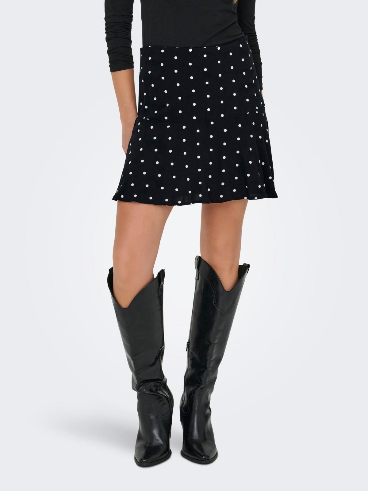 온리 트렌디 도트 패턴 미니 스커트 15368310_2161_1252937 BLACK / BLACK - 상품 이미지
