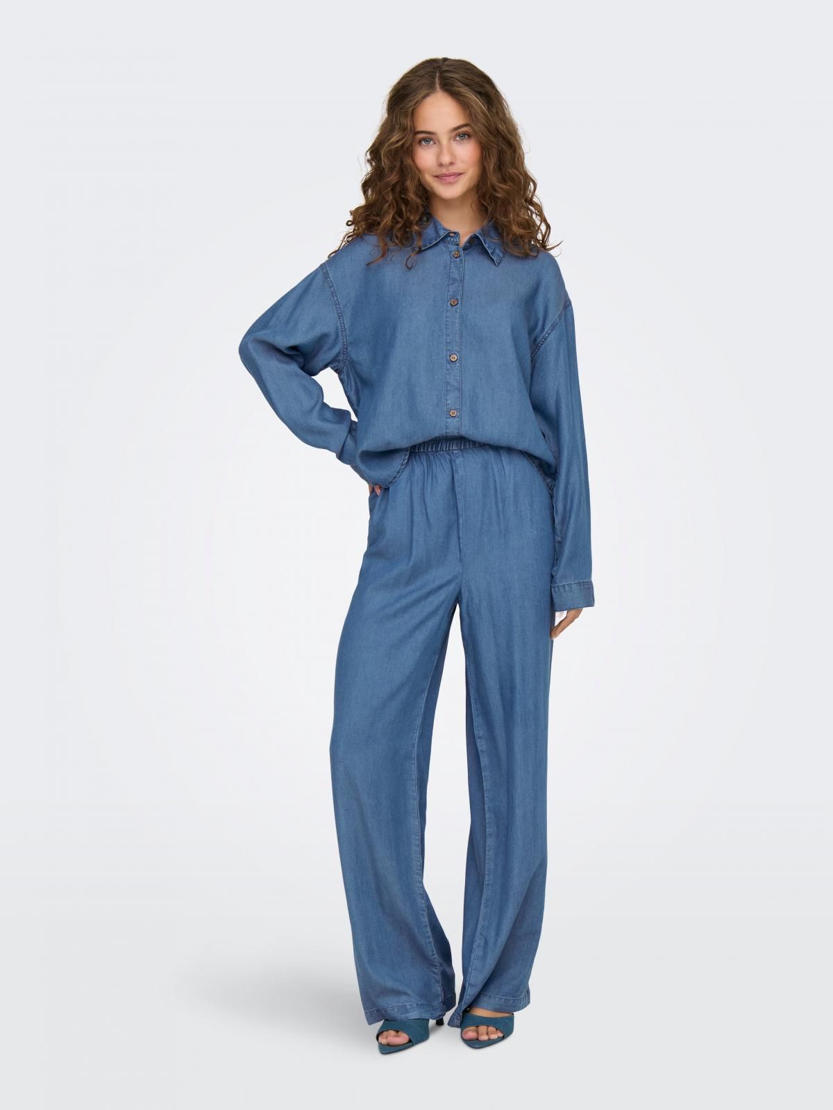 온리 루즈핏 데님 셔츠 15337928_2115 BLUE / MEDIUM BLUE DENIM - 상세 이미지 5