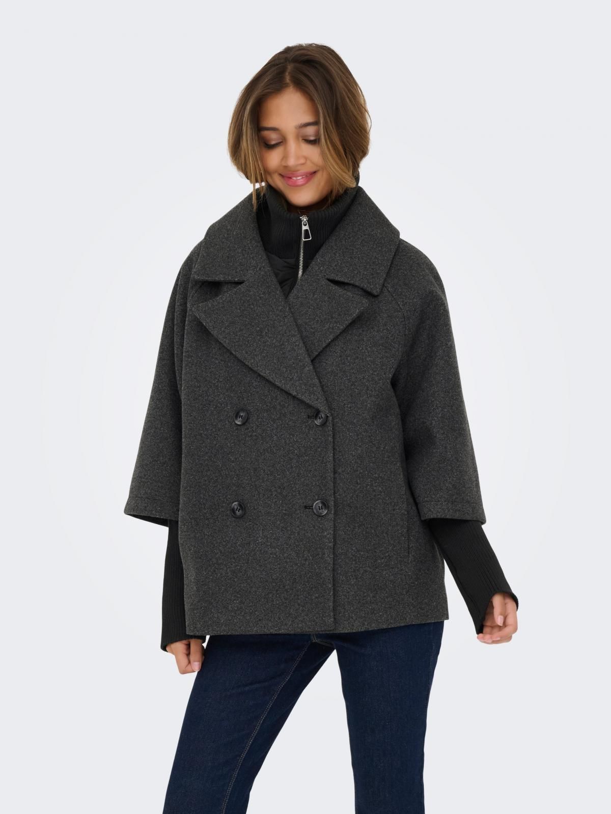 제이디와이 더블브레스트 숏코트 집업 디테일 15337889_2383 GREY / DARK GREY MELANGE - 상품 이미지