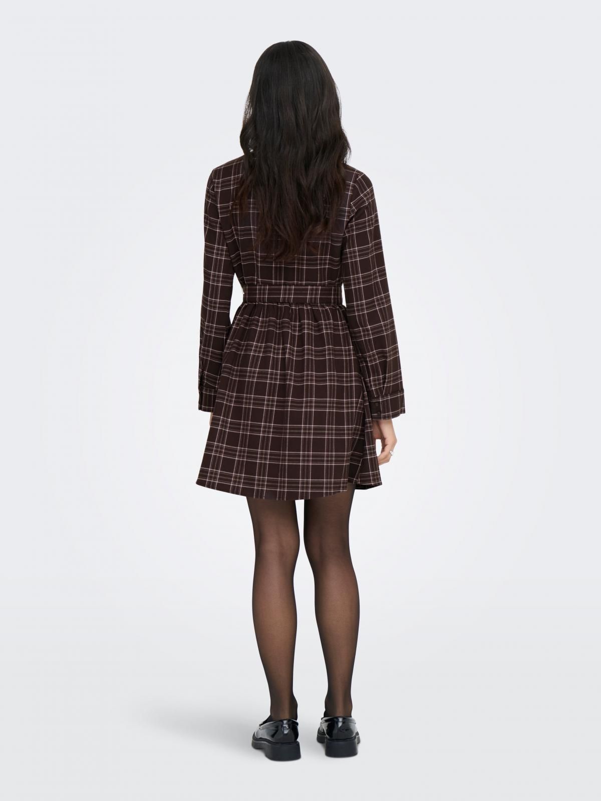 온리 체크 벨트 셔츠카라 미니 원피스 15368634_2161_1256942 BLACK / BLACK - 상세 이미지 2