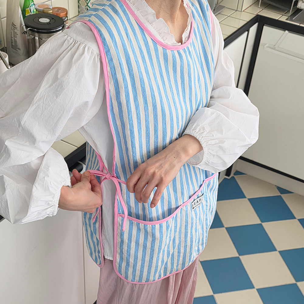 리프제이 방수 양면 조끼 앞치마 도트 스트라이프 6컬러 어린이집 선생님 카페 이미지 3