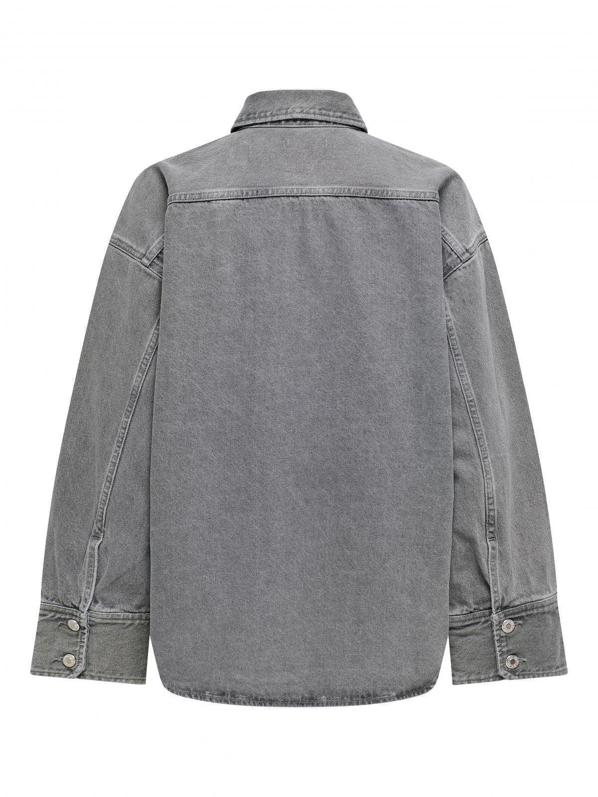 온리 오버핏 데님 긴팔 셔츠 캐주얼 코튼 15340611_2105 GREY / MEDIUM GREY DENIM - 상세 이미지 4