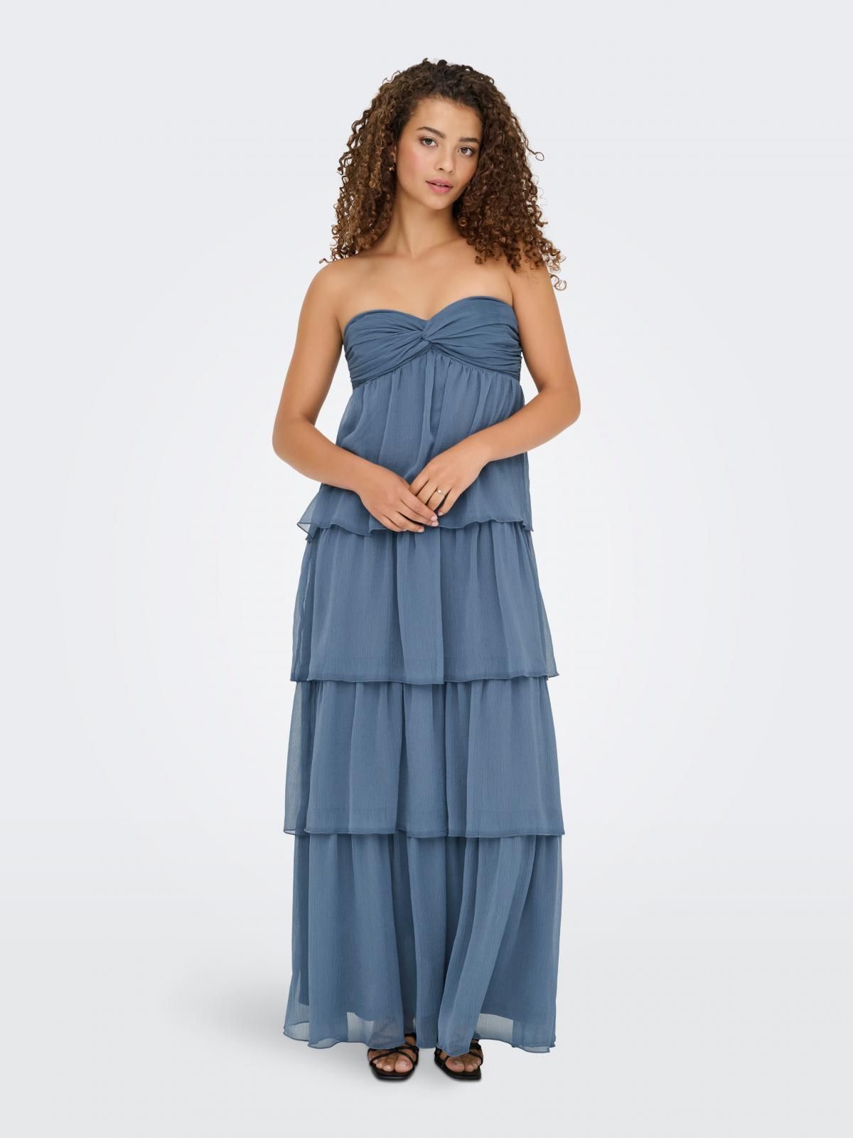 온리 러플 오프숄더 롱 맥시 원피스 15373513_1346 BLUE / CHINA BLUE - 상세 이미지 5